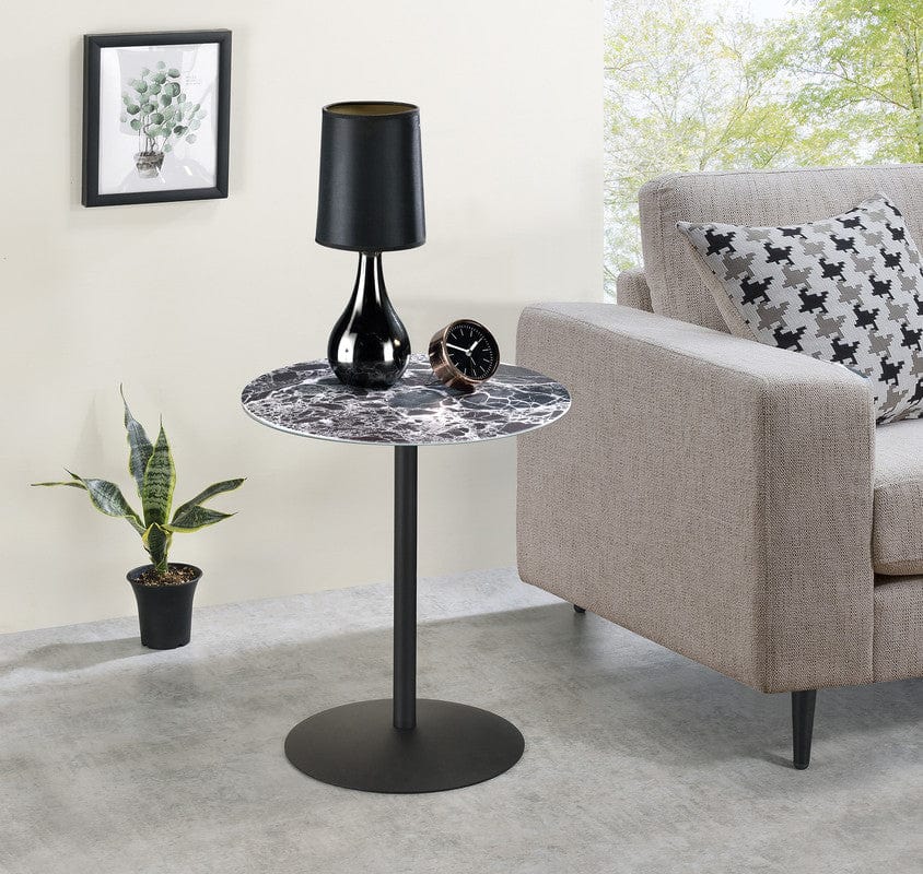 Willow & Hearth Circa 17.5"W End Table with Black Marble Textured Top