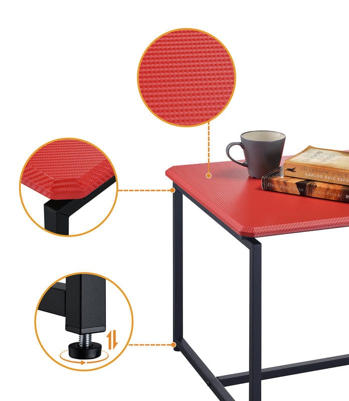 Willow & Hearth GT 3 Piece Red Carbon Fiber Wrap 39.5"W Coffee Table and End Table Set