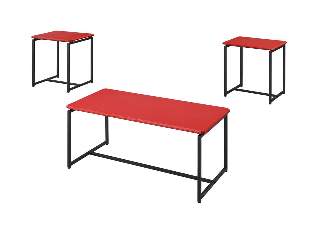 Willow & Hearth GT 3 Piece Red Carbon Fiber Wrap 39.5"W Coffee Table and End Table Set