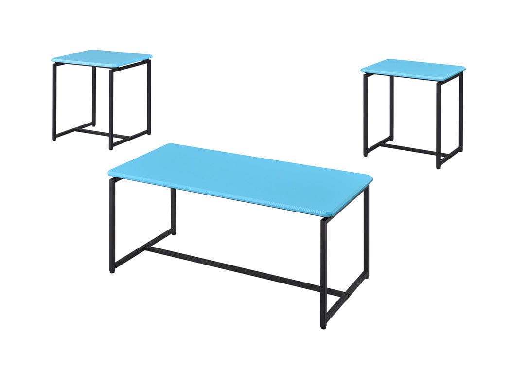 Willow & Hearth GT 3 Piece Blue Carbon Fiber Wrap 39.5"W Coffee Table and End Table Set