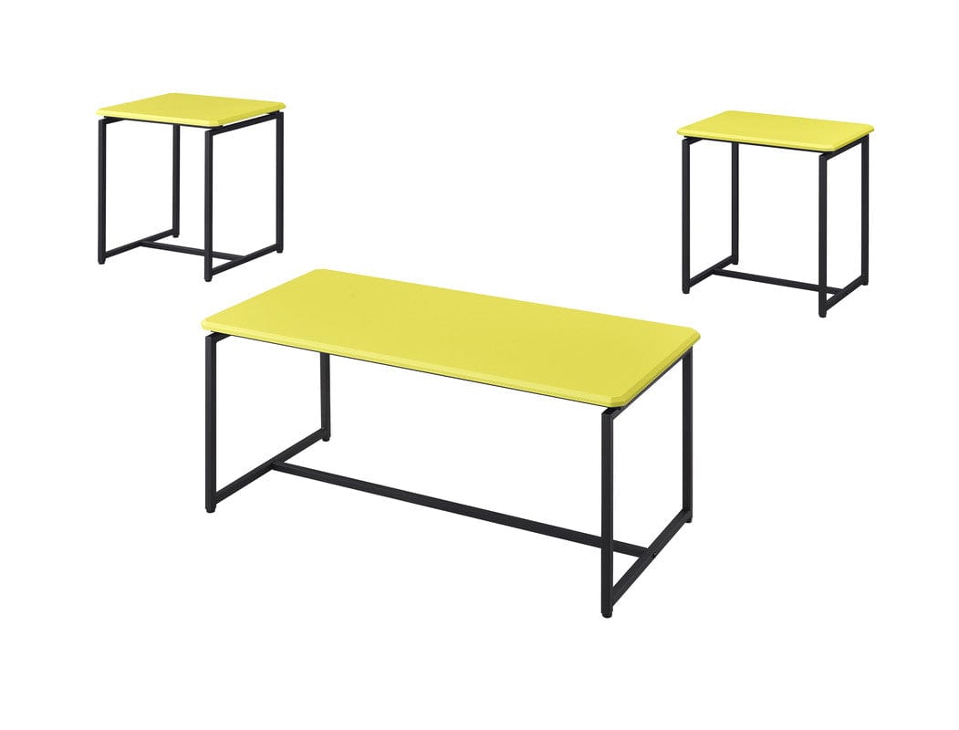 Willow & Hearth GT 3 Piece Yellow Carbon Fiber Wrap 39.5"W Coffee Table and End Table Set