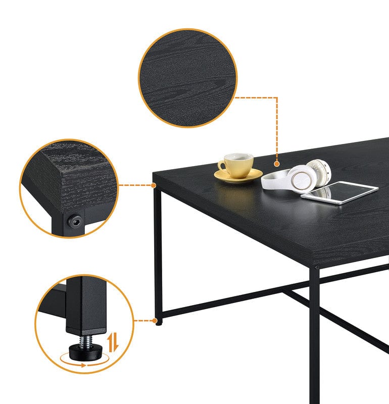 Willow & Hearth Caitlin 35"W Black Wood Grain 5 Piece Coffee Table Set