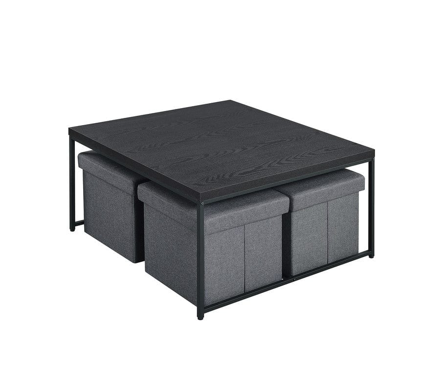 Willow & Hearth Caitlin 35"W Black Wood Grain 5 Piece Coffee Table Set