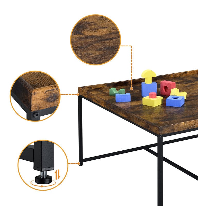 Willow & Hearth Vinny 35"W Weathered Oak Wood Grain 5 Piece Coffee Table Set with Raised Edges