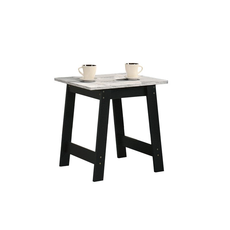 Willow & Hearth Kenzo 19"W Black End Table with Faux Marble Top Finish