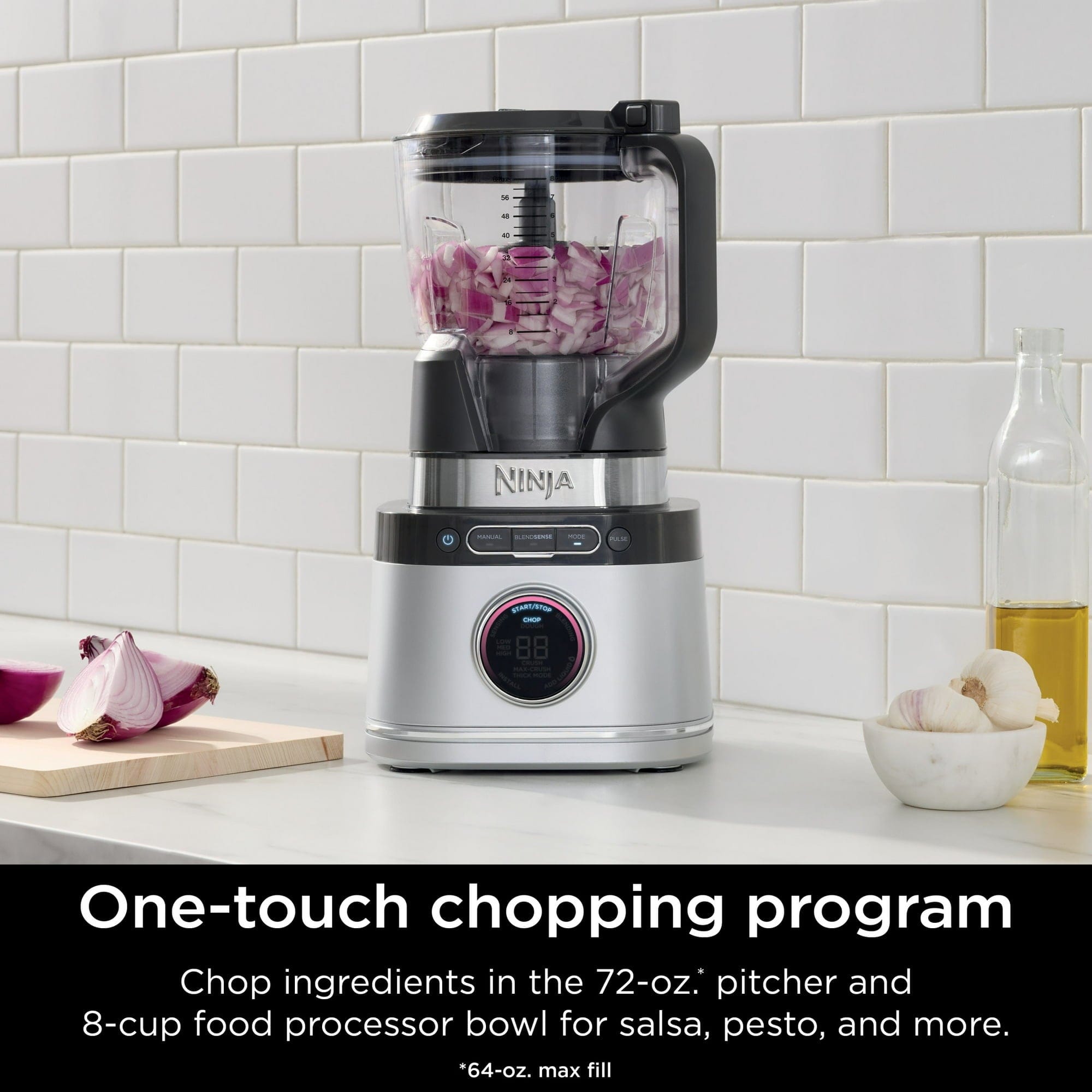 Ninja Detect Kitchen System 72-Oz Blender, 3 Speeds, Blend, Crush, Chop, Smoothies, BlendSense Technology, Silver - Certified Refurbished