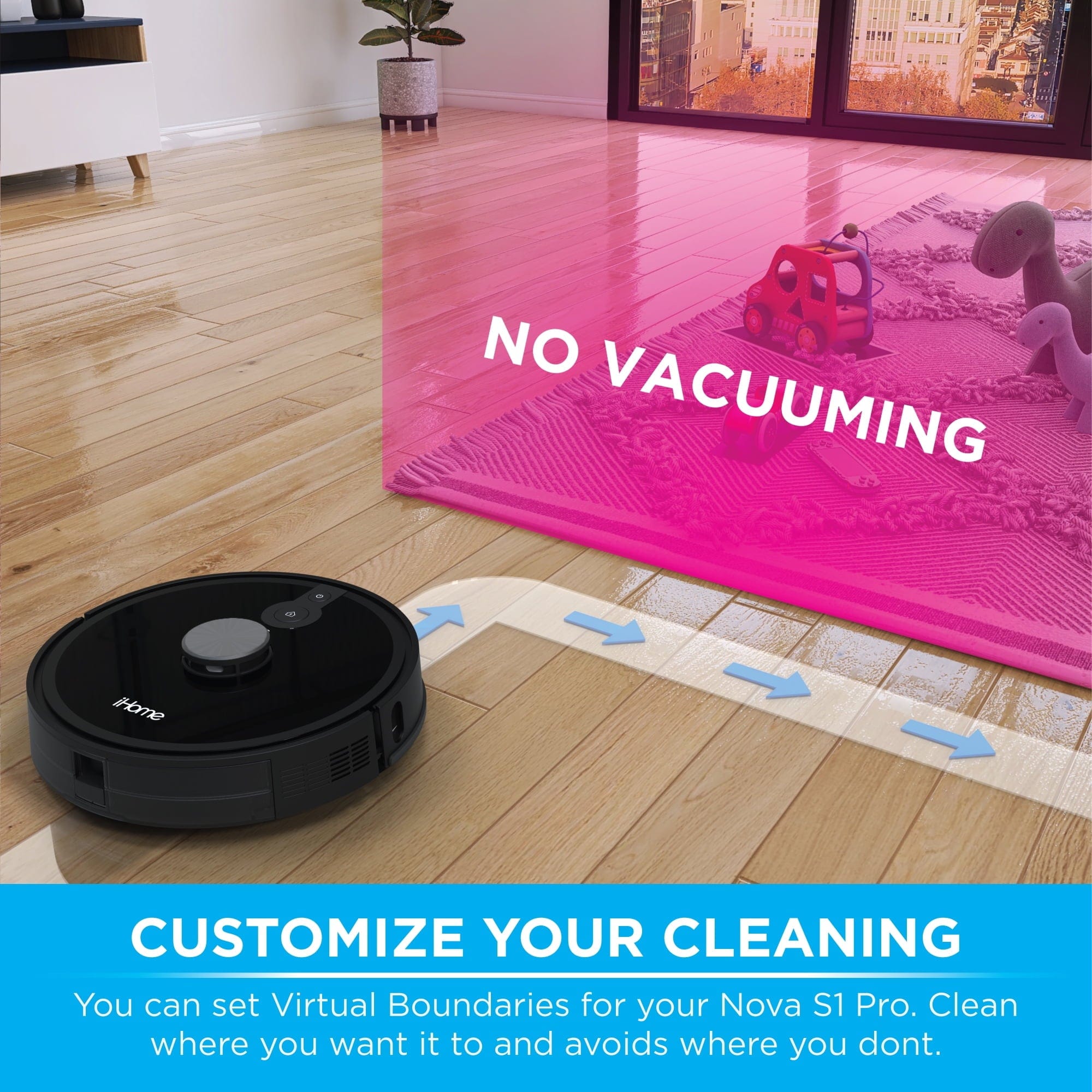 iHome AutoVac Nova S1 Pro Self Empty Robot Vacuum, LIDAR Mapping, 150 Min Runtime, Black