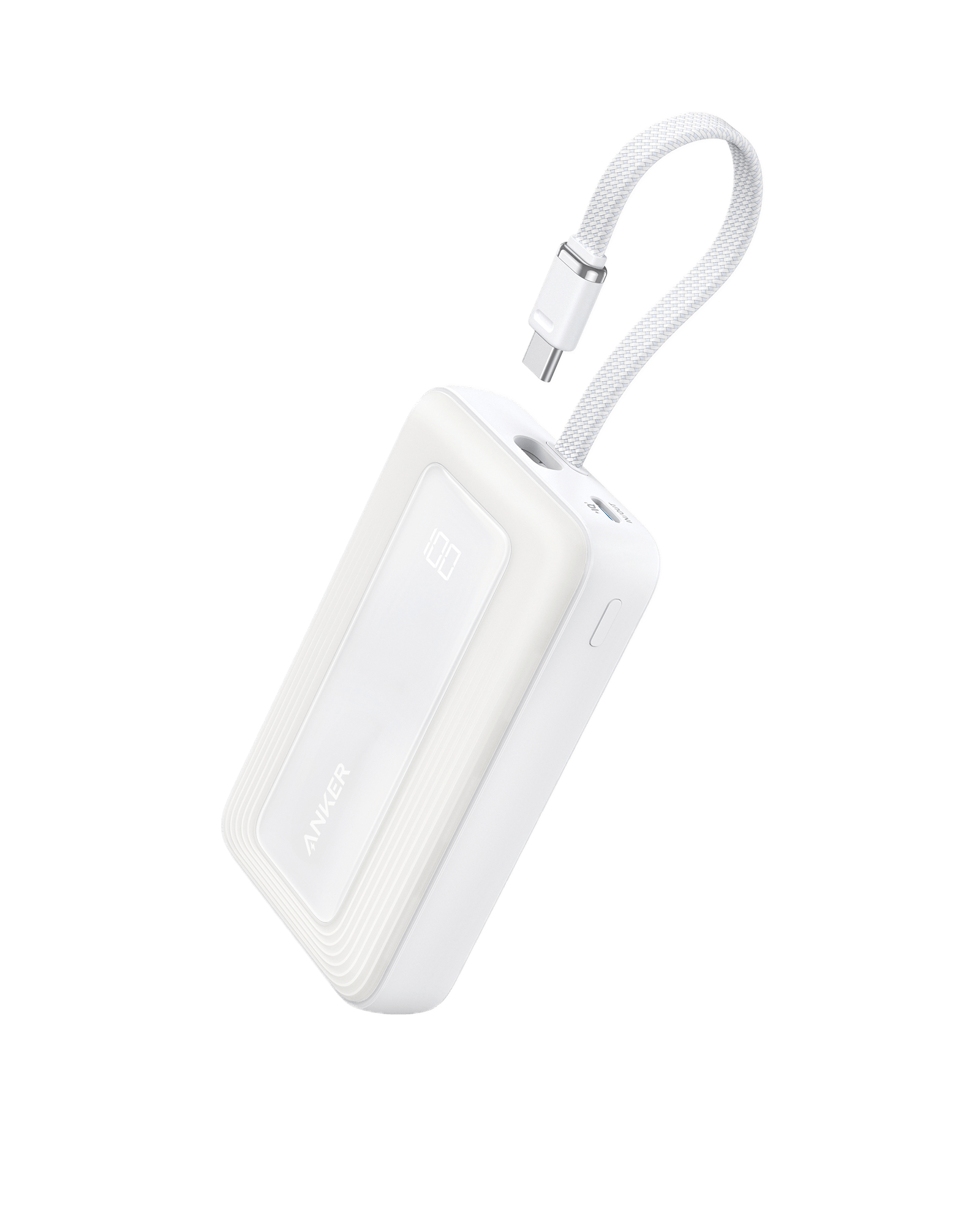 Anker Zolo Power Bank (10K, 30W) with a 5.4-inch (13.7 cm) built-in USB-C cable.