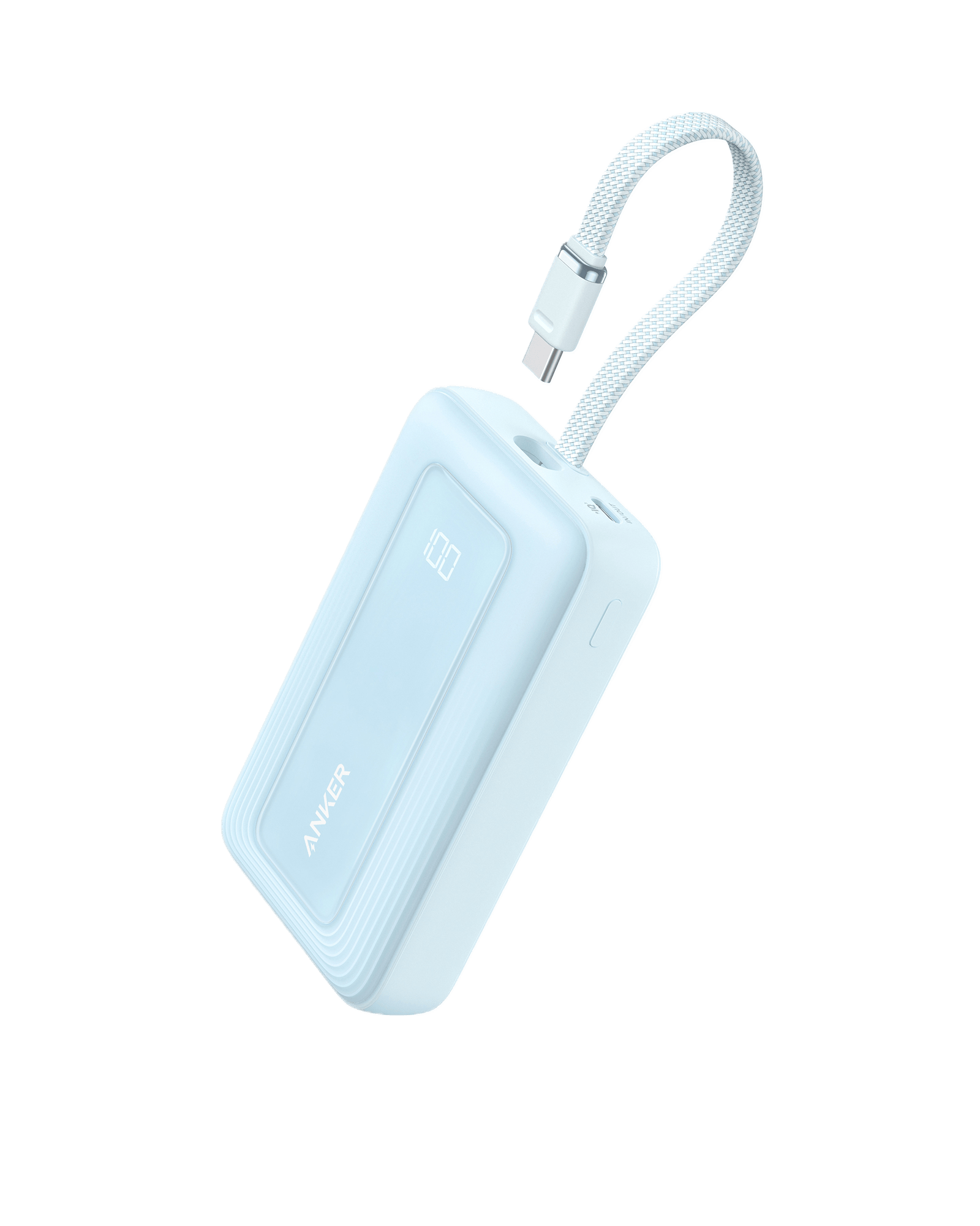 Anker Zolo Power Bank (10K, 30W) with a 5.4-inch (13.7 cm) built-in USB-C cable.