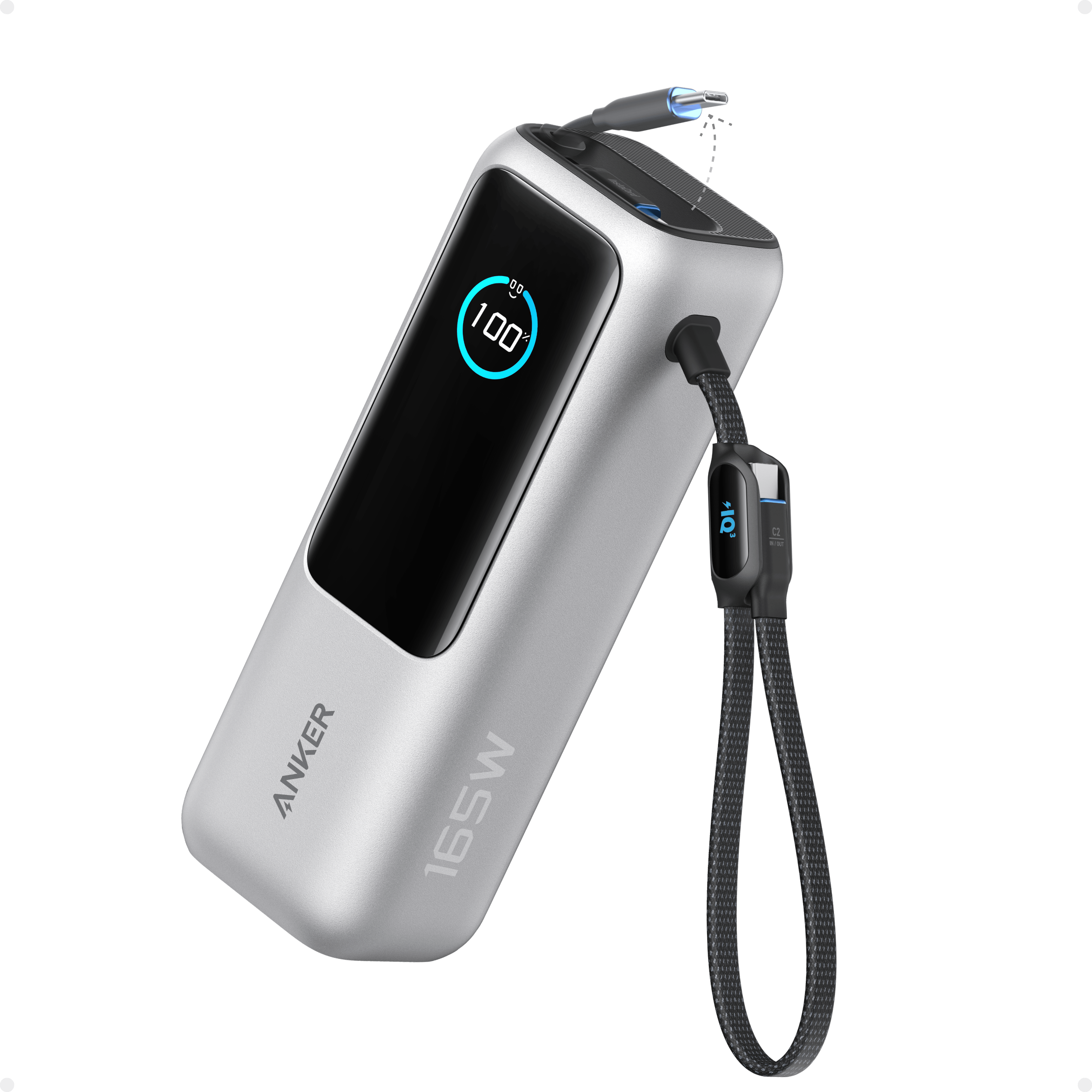Anker Laptop Power Bank (25K, 165W, Built-In and Retractable Cables)