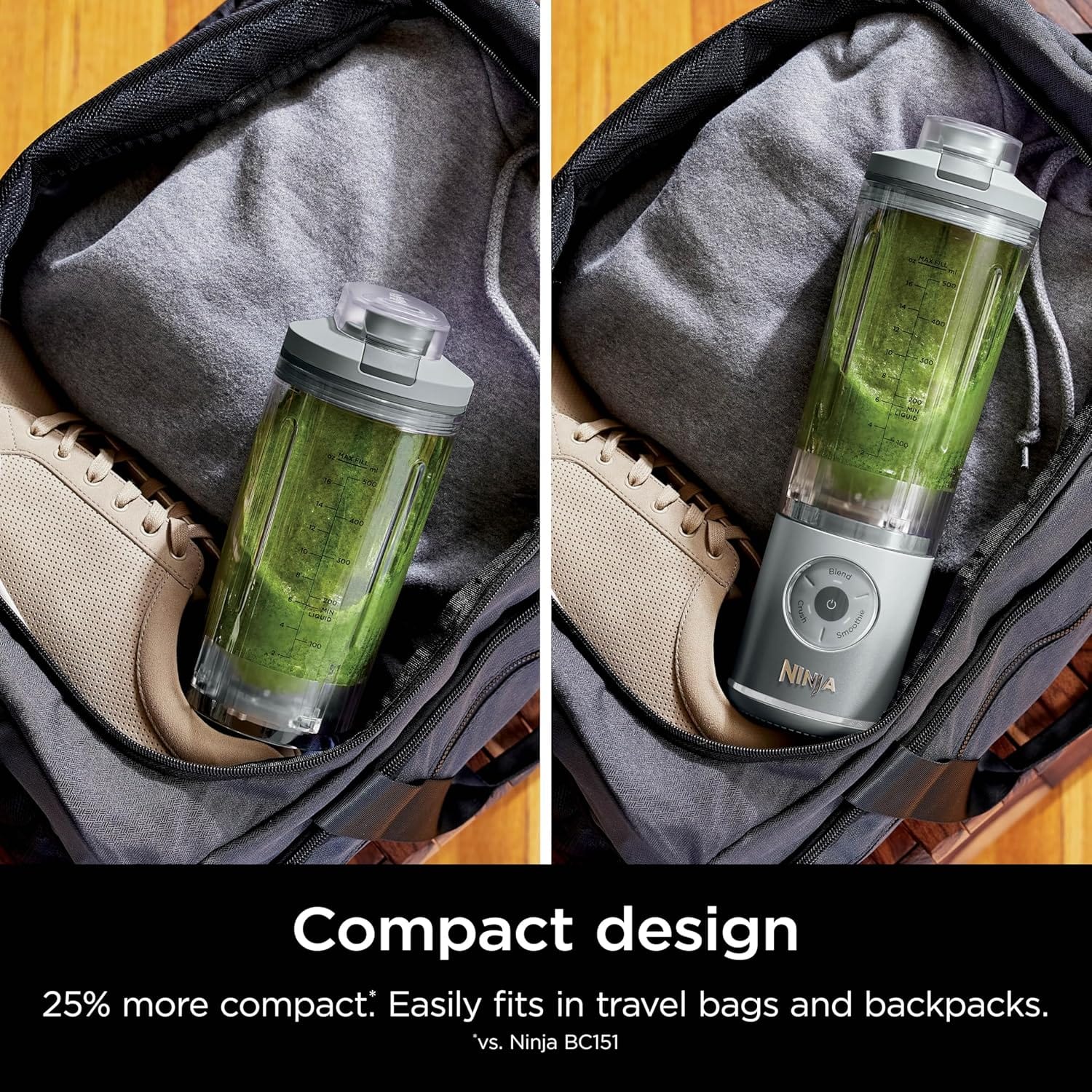 Ninja Blast Max Personal Cordless Blender for Smoothies, Blend, Ice Crush, 22 oz. Twist & Go Vessel, Silver - Certified Refurbished