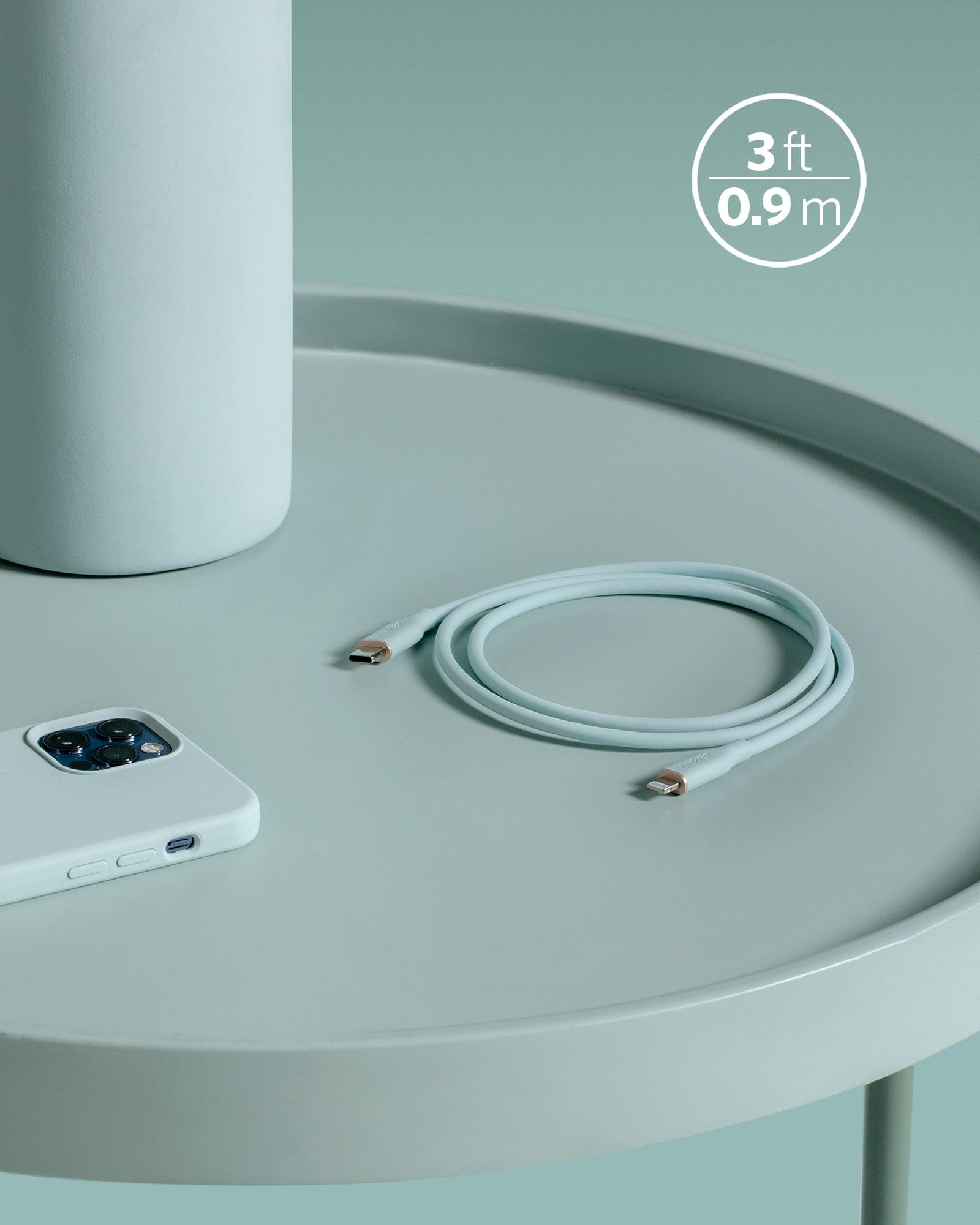 Anker <b>641</b> USB-C to Lightning Cable (Flow, 3 ft Silicone)