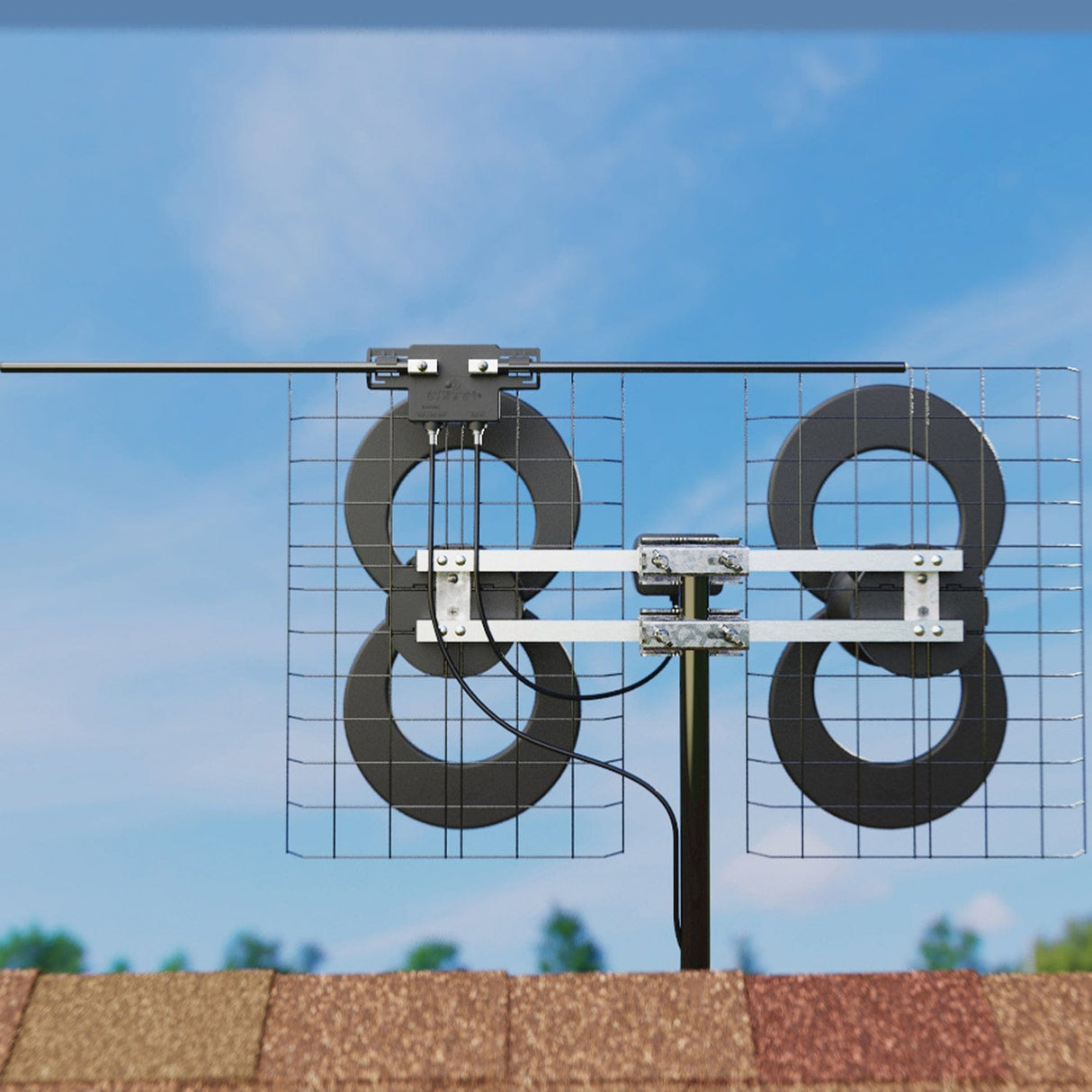 Antennas Direct ClearStream 4V Indoor Outdoor TV Antenna, UHF VHF, Multi-Directional, 70+ Mile Range, 4K 8K UHD, NEXTGEN TV - with 20-In. Mast