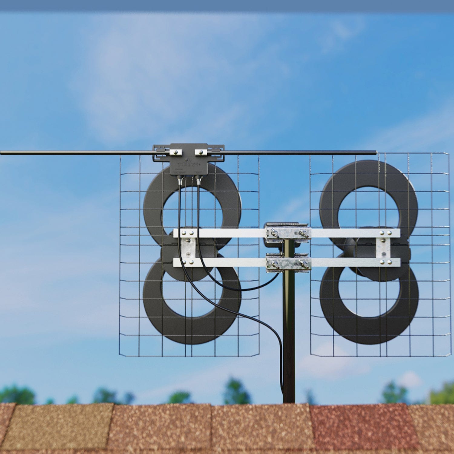 Antennas Direct ClearStream 4V Indoor Outdoor TV Antenna, UHF VHF, Multi-Directional, 70+ Mile Range, 4K 8K UHD, NEXTGEN TV - with 20-In. Mast
