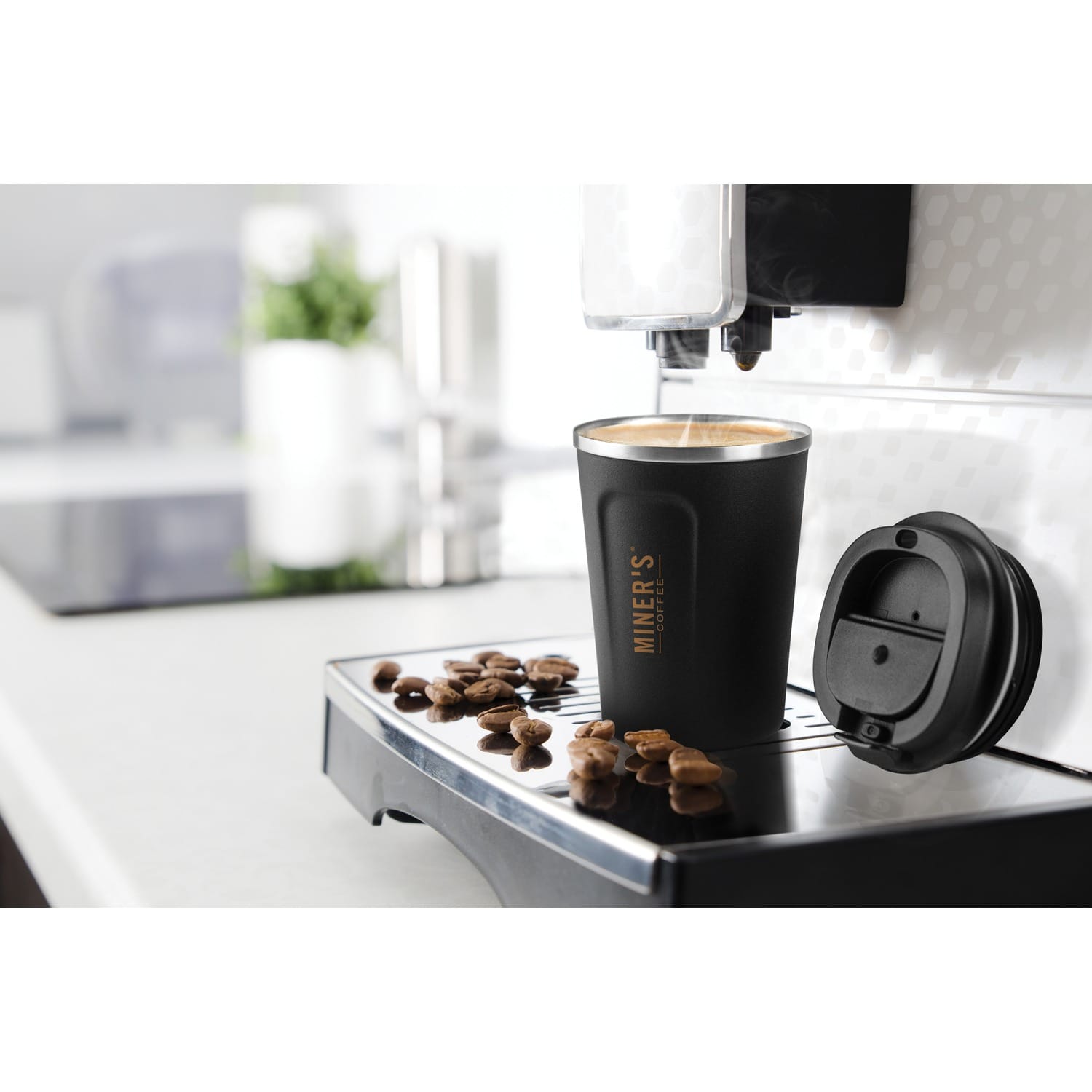 Asobu Cafe Compact Insulated Travel Coffee Mug, 13-Oz. Capacity, Black