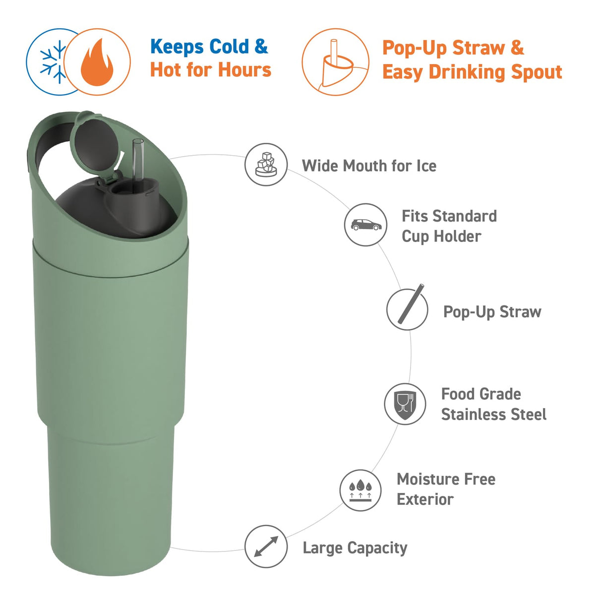 Asobu 32-Oz. Cosmic Insulated Water Bottle, Basil Green