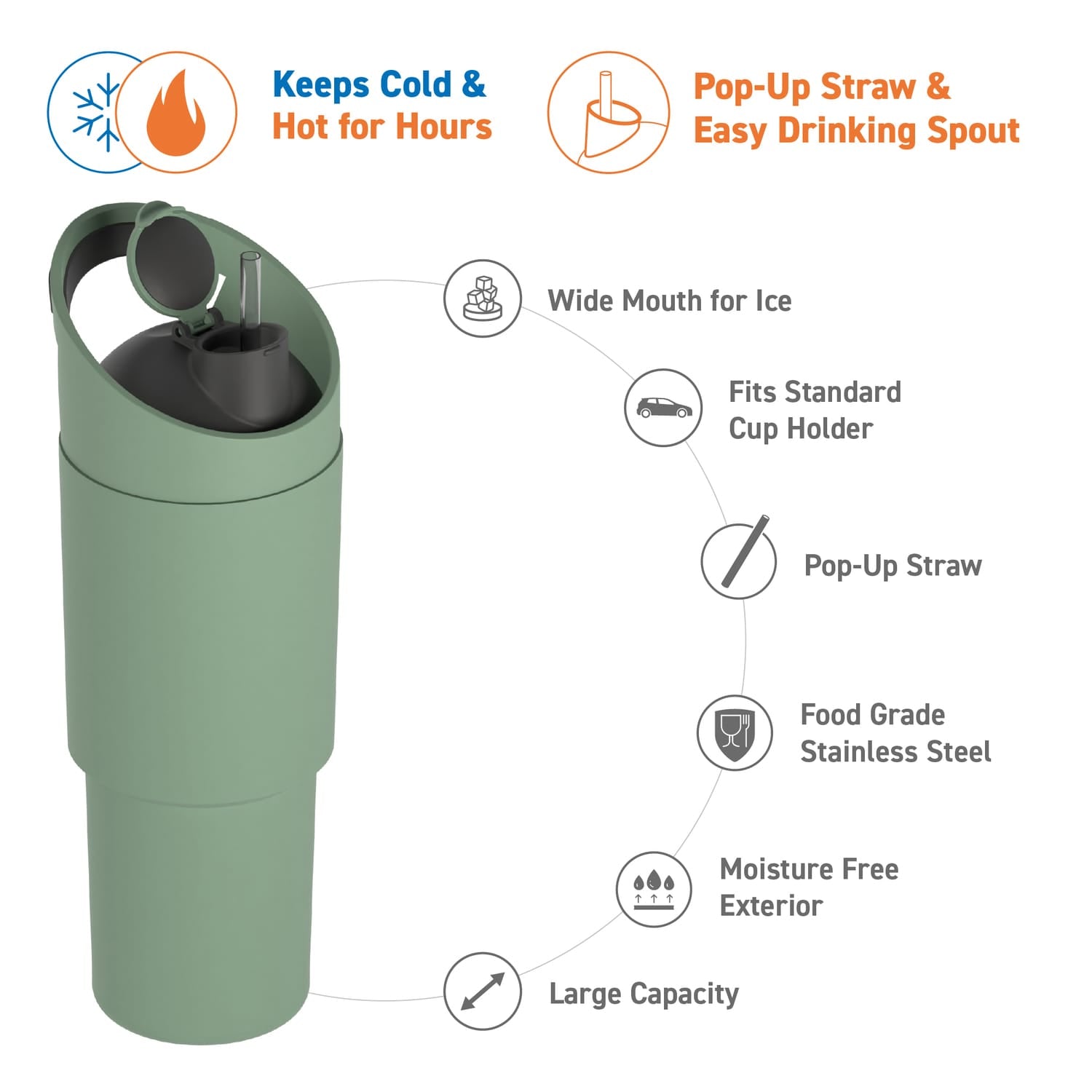 Asobu 32-Oz. Cosmic Insulated Water Bottle, Basil Green