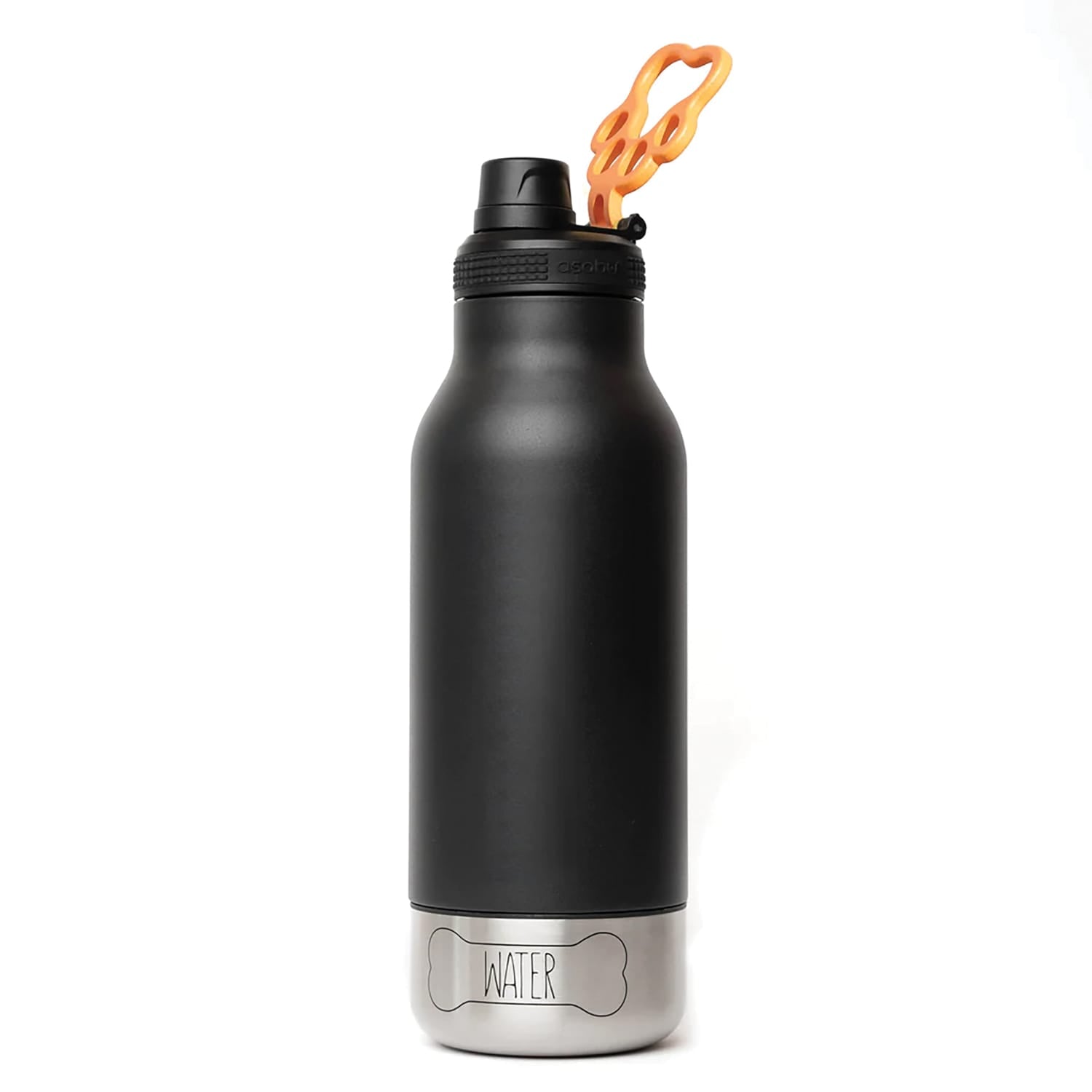 Asobu Barkey 32-Oz. 3-in-1 Water Bottle with Removable Dog Bowl and Food Compartment, Black