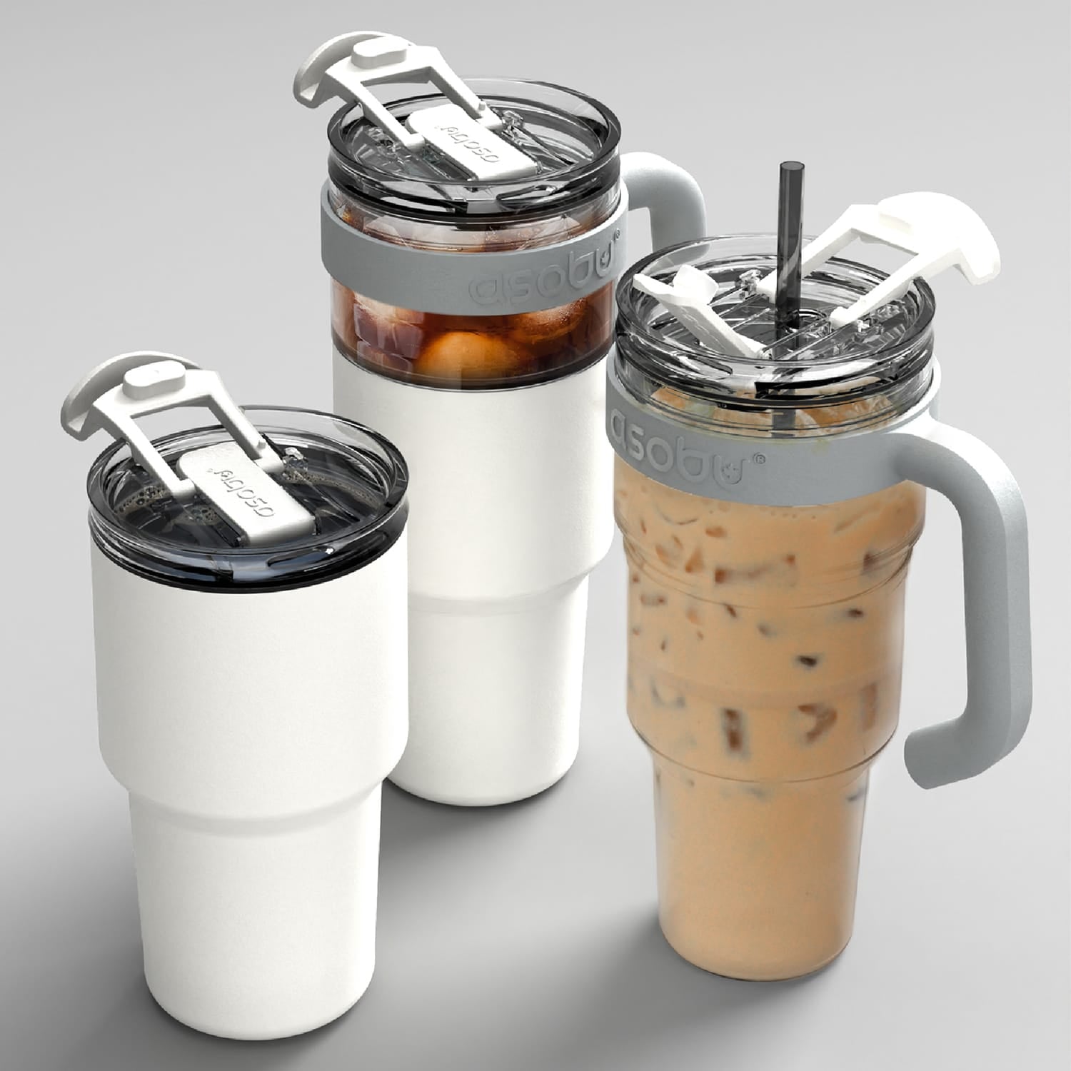Asobu 34-Oz. Explorer See-Through Travel Mug with Detachable Insulated Tumbler, White