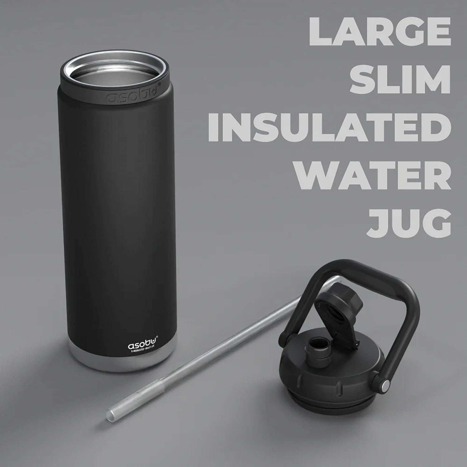 Asobu Canyon 48-Oz. Insulated Water Bottle with Full Hand Comfort Handle, Black