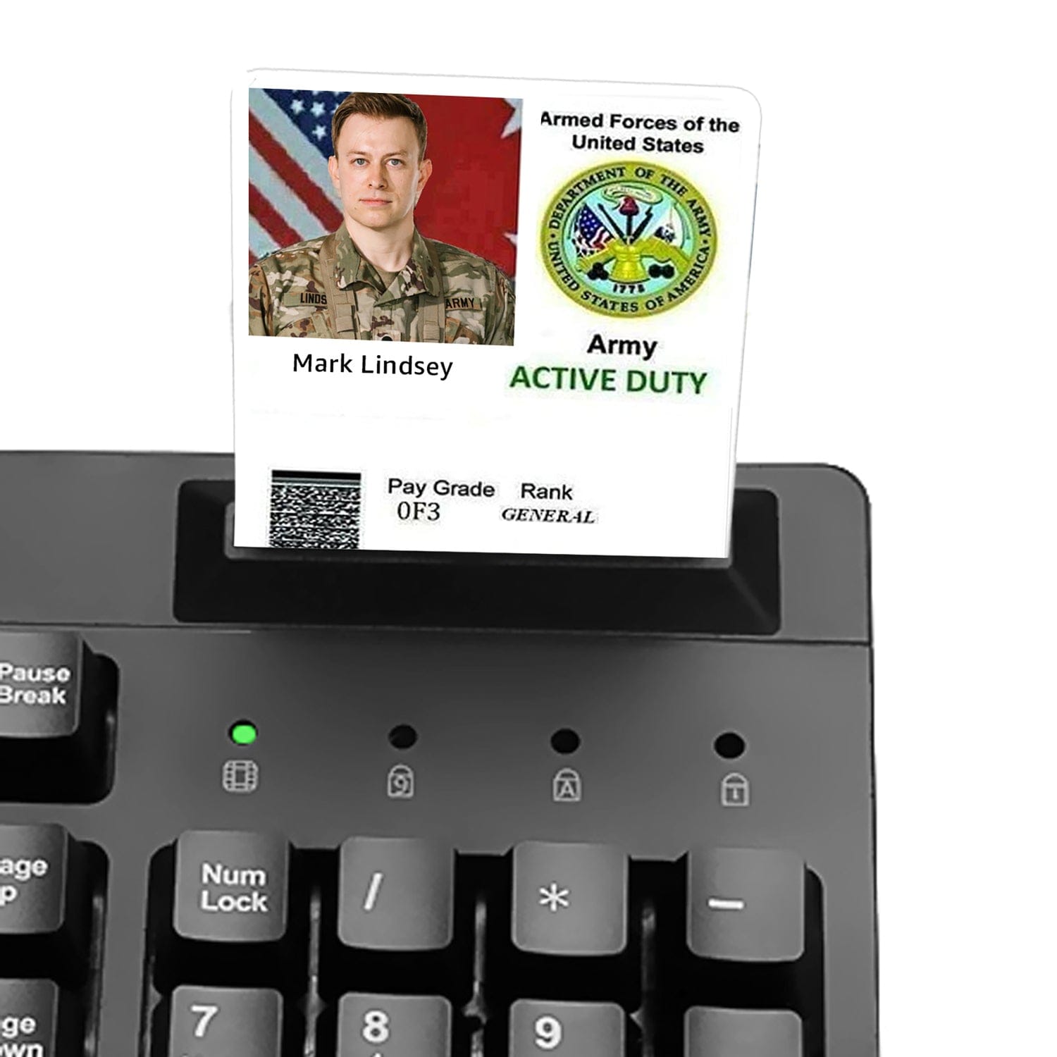 Adesso Wired USB Antimicrobial Desktop Keyboard with Smart Card Reader, TAA Compliant, for Windows, Full Size