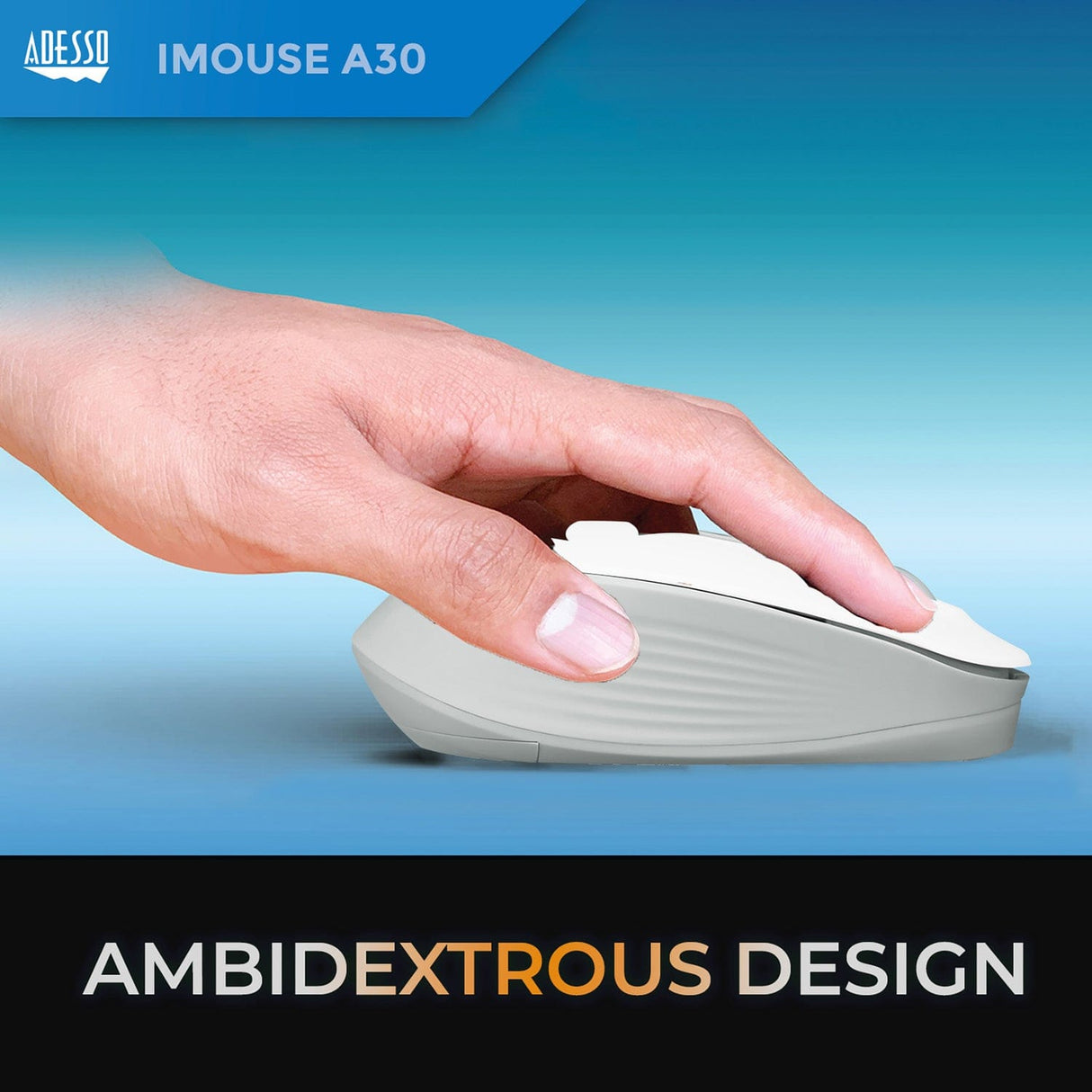 Adesso iMouse A30 Wireless Computer Mouse with AI Copilot Button, 4 Buttons, 1200 DPI, for PC and Mac, White