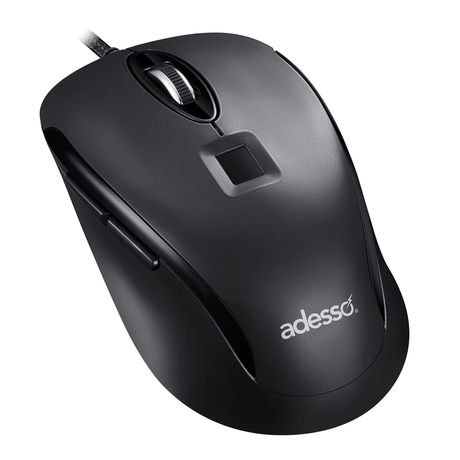 Adesso iMouse F1-TAA Wired USB Computer Mouse with Fingerprint Reader, 5 Buttons, 1200 DPI, for PC and Mac