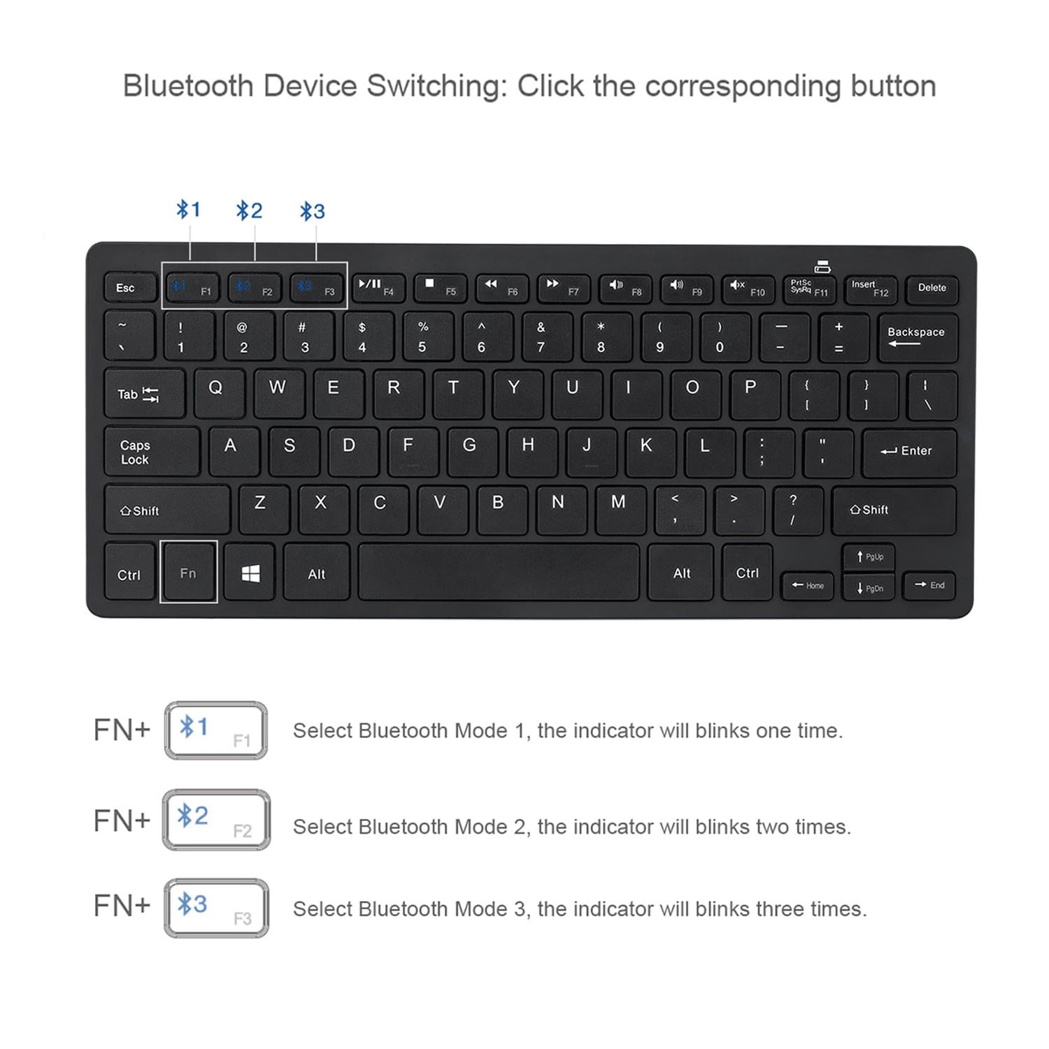Adesso Bluetooth SlimTouch Computer Keyboard with Scissor Switches, for Windows, Mini