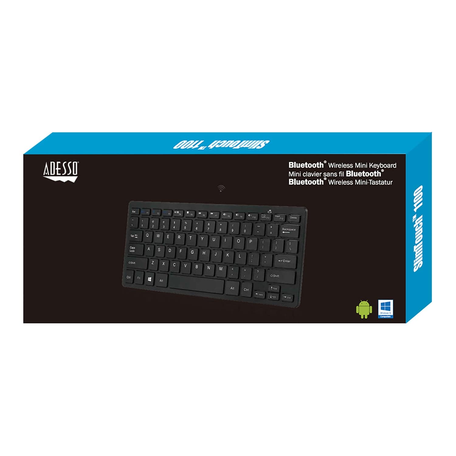 Adesso Bluetooth SlimTouch Computer Keyboard with Scissor Switches, for Windows, Mini