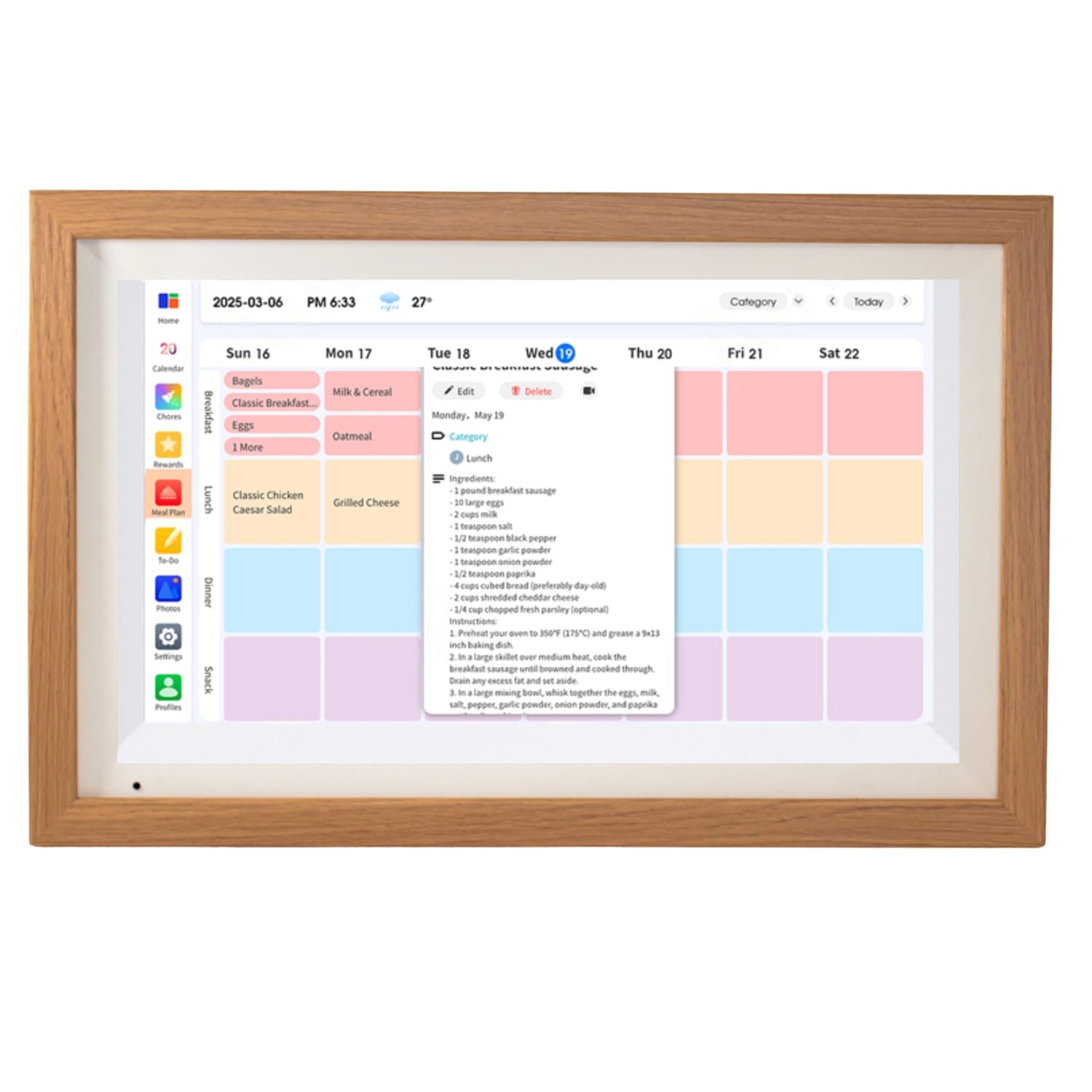 Azpen LifeHub 15.6-In. Digital Calendar and Photo Frame
