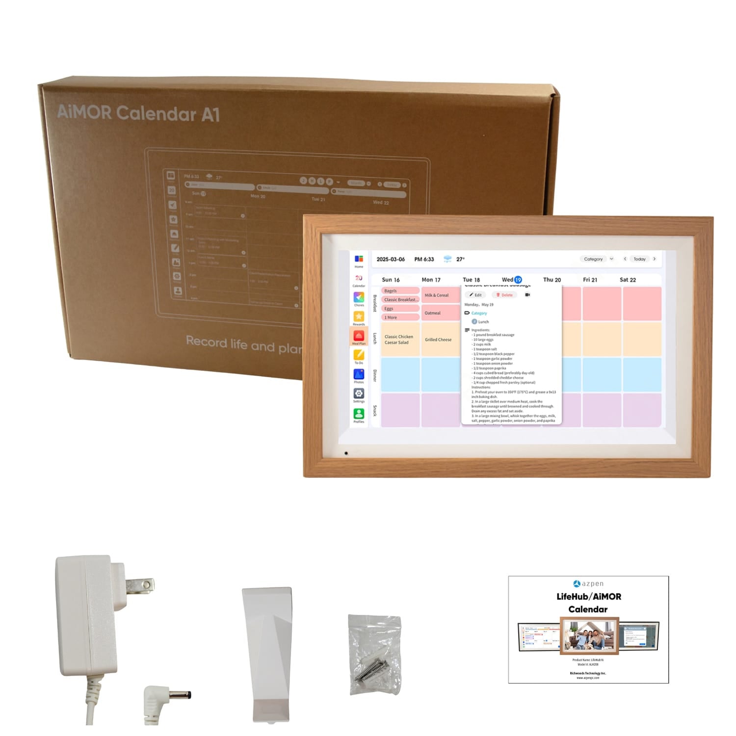 Azpen LifeHub 15.6-In. Digital Calendar and Photo Frame