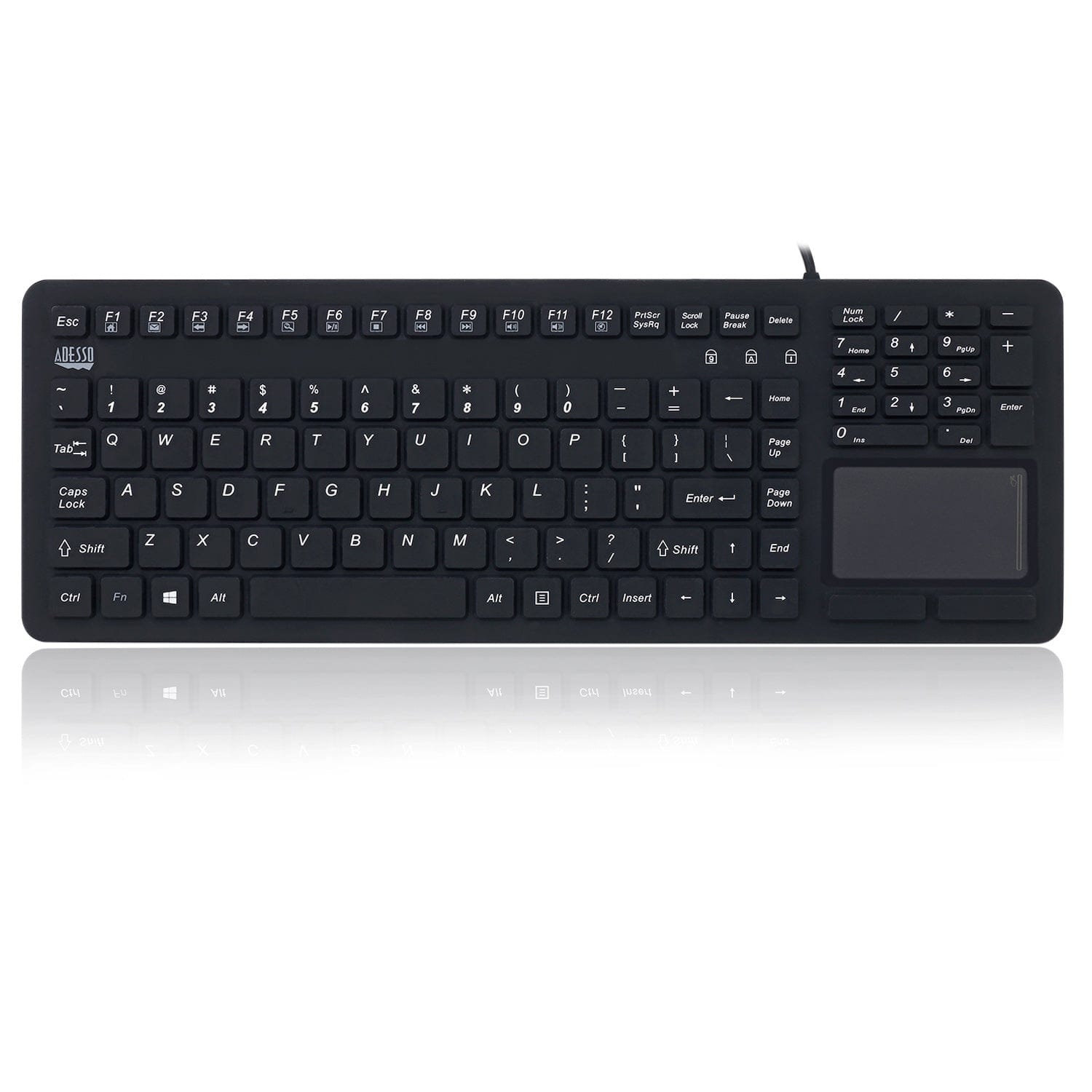 Adesso Wired USB Antimicrobial Waterproof Silicone Touchpad Computer Keyboard, for Windows, Full Size