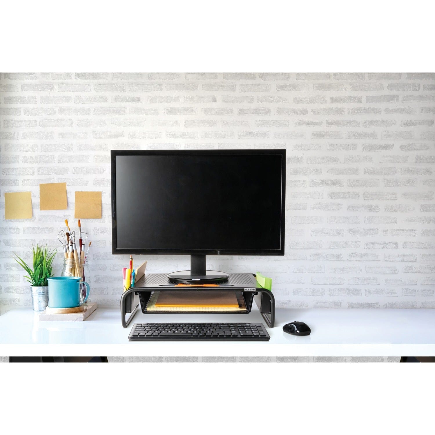 Allsop Metal Art Organizer 5 Monitor/Laptop/Printer Stand with Built-In Sliding Drawer