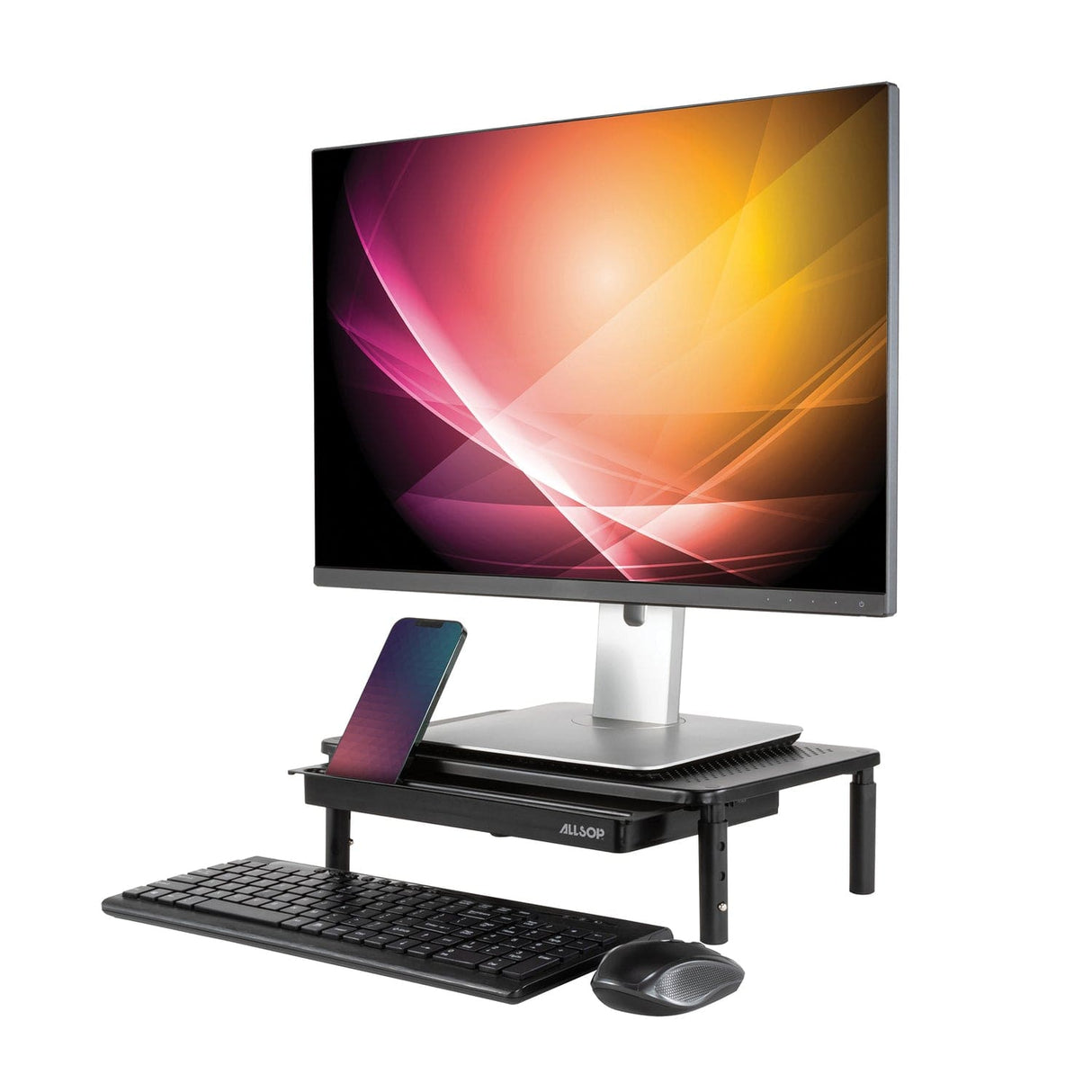 Allsop Metal Art Tri-Level Adjustable-Height Monitor Stand with Drawer