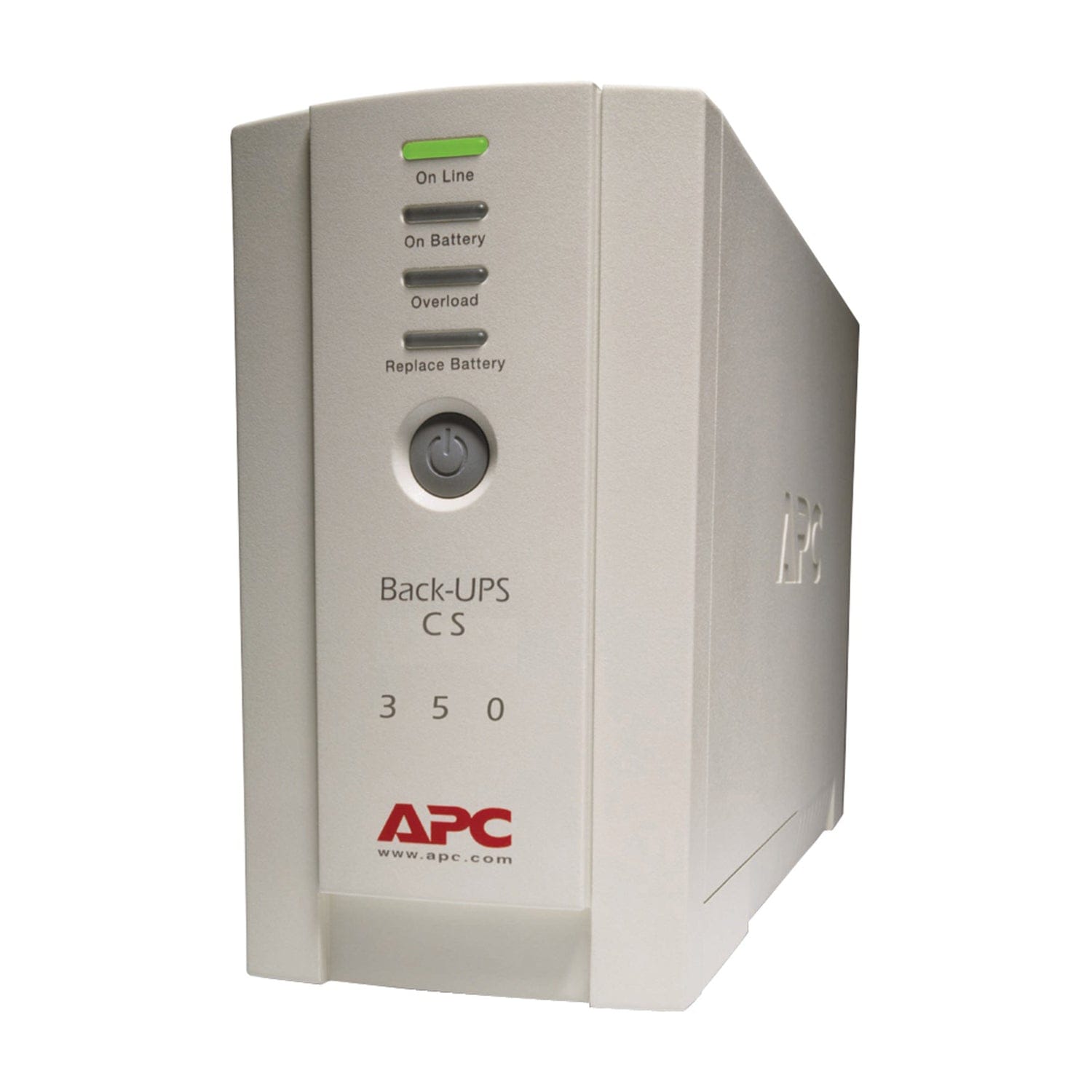 APC 6-AC Outlet and RJ11/Telco 350-VA/210-Watt Back-UPS CS Tower with 1020 Joules Surge Protection, Voltage Correction, and 6-Ft. Cord, BK350
