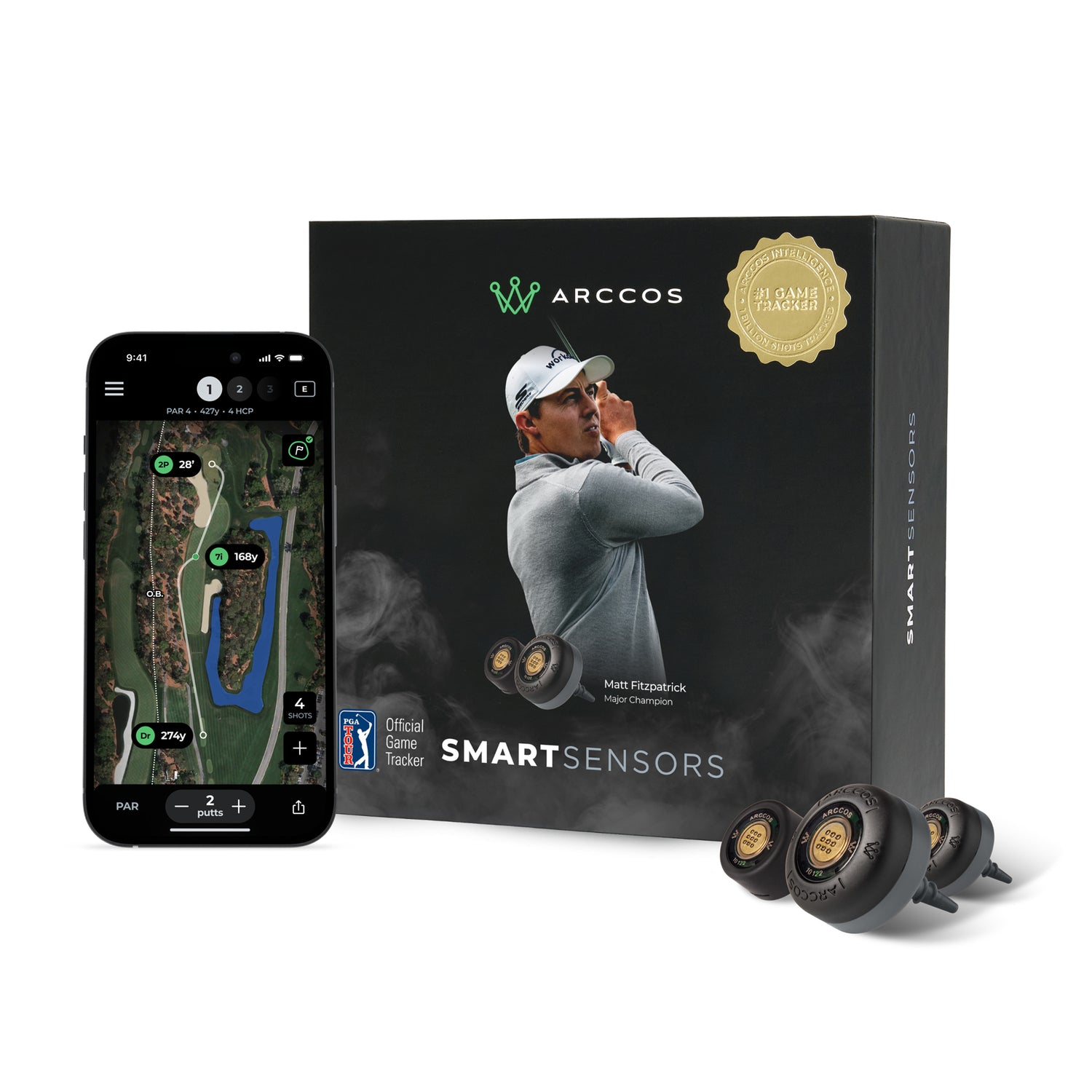 Arccos Gen 4 Smart Sensor Golf Game Tracking System, Black/Smoke