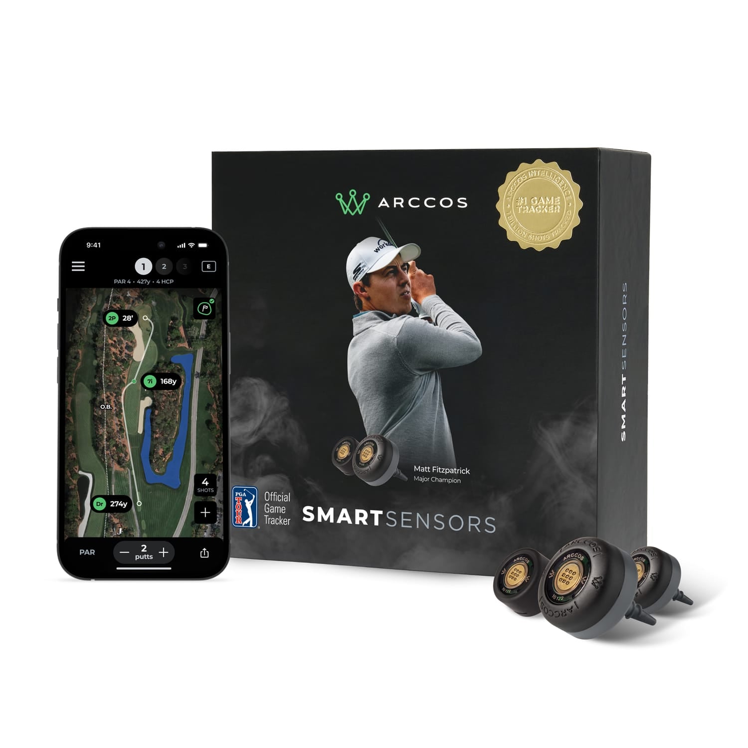 Arccos Gen 4 Smart Sensor Golf Game Tracking System, Black/Smoke