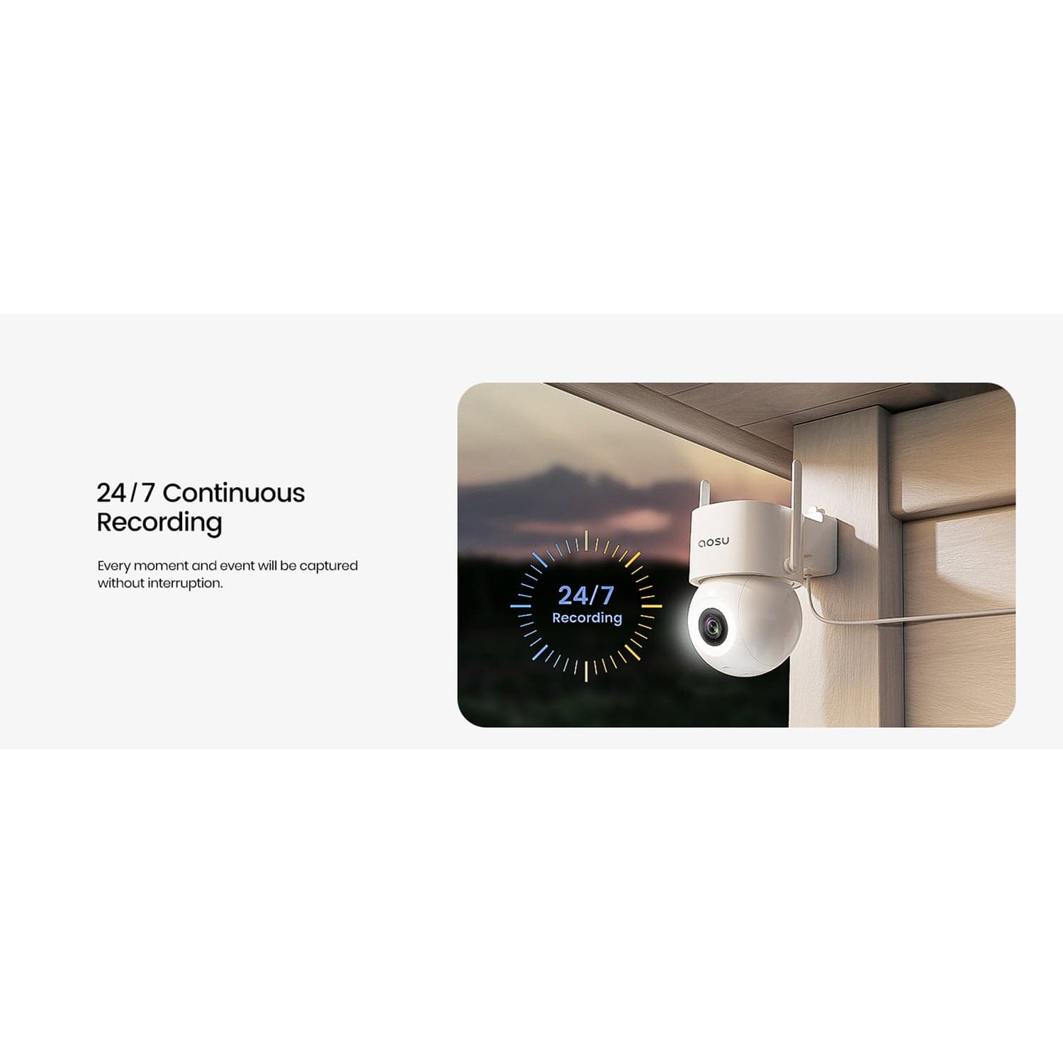 AOSU 3K 5.0-MP Wi-Fi Outdoor AI-Smart Security Camera with 400-Lumen Spotlight, 360° PTZ, and Auto Tracking