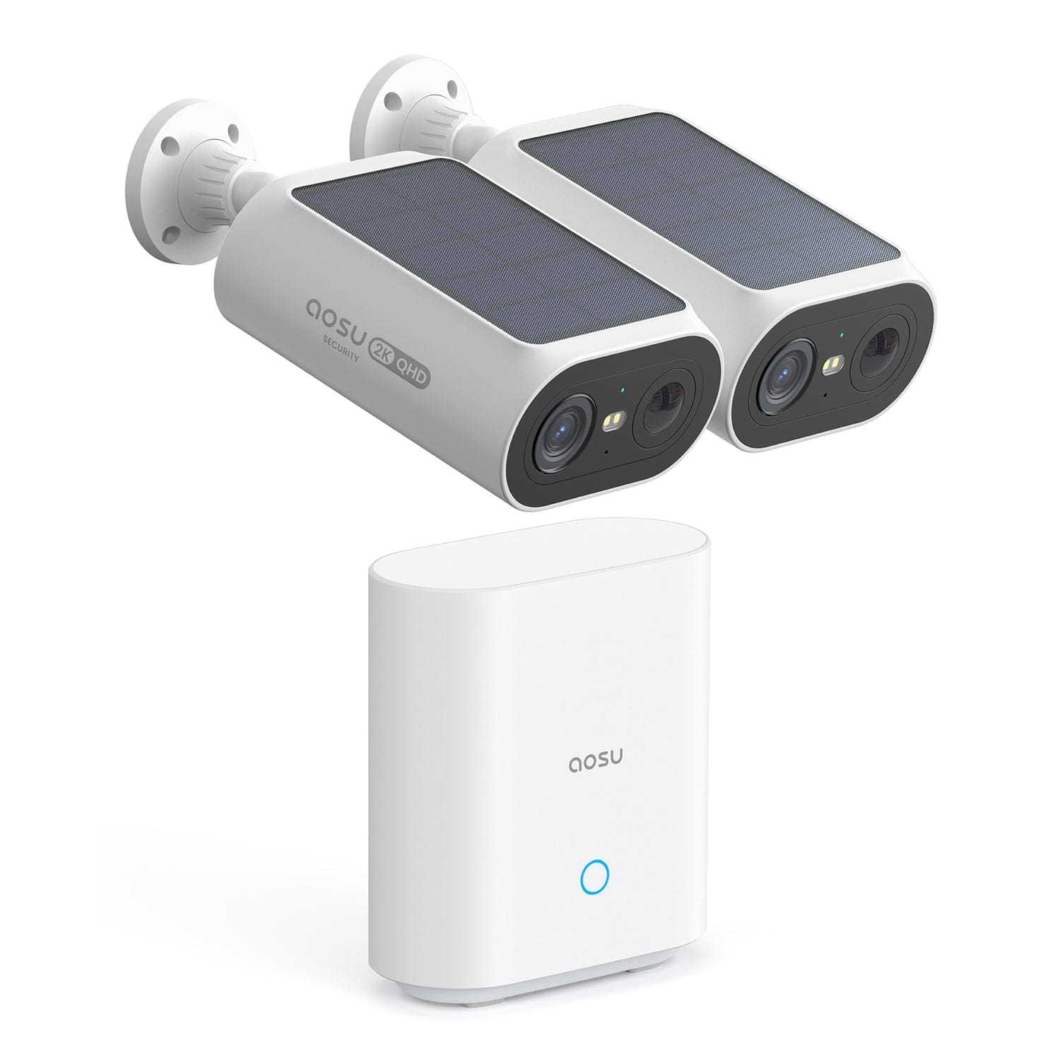AOSU 2K QHD 3.0-MP Dual-Band Wi-Fi Quick-Install Outdoor AI-Smart Solar Camera Pro System with Home Station, 2 Cameras