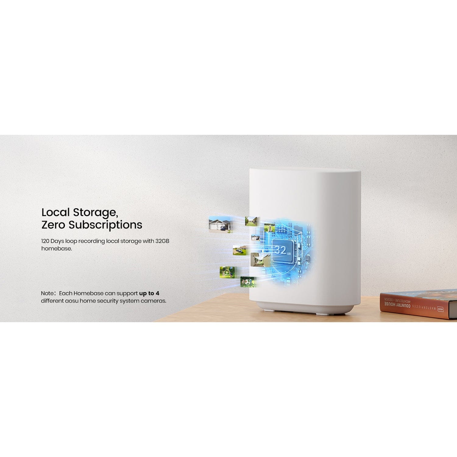 AOSU 2K QHD 3.0-MP Dual-Band Wi-Fi Quick-Install Outdoor AI-Smart Solar Camera Pro System with Home Station, 4 Cameras