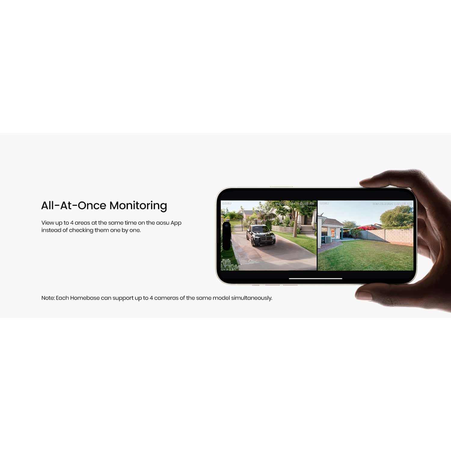 AOSU 2K QHD 3.0-MP Dual-Band Wi-Fi Quick-Install Outdoor AI-Smart Solar Camera Pro System with Home Station, 4 Cameras