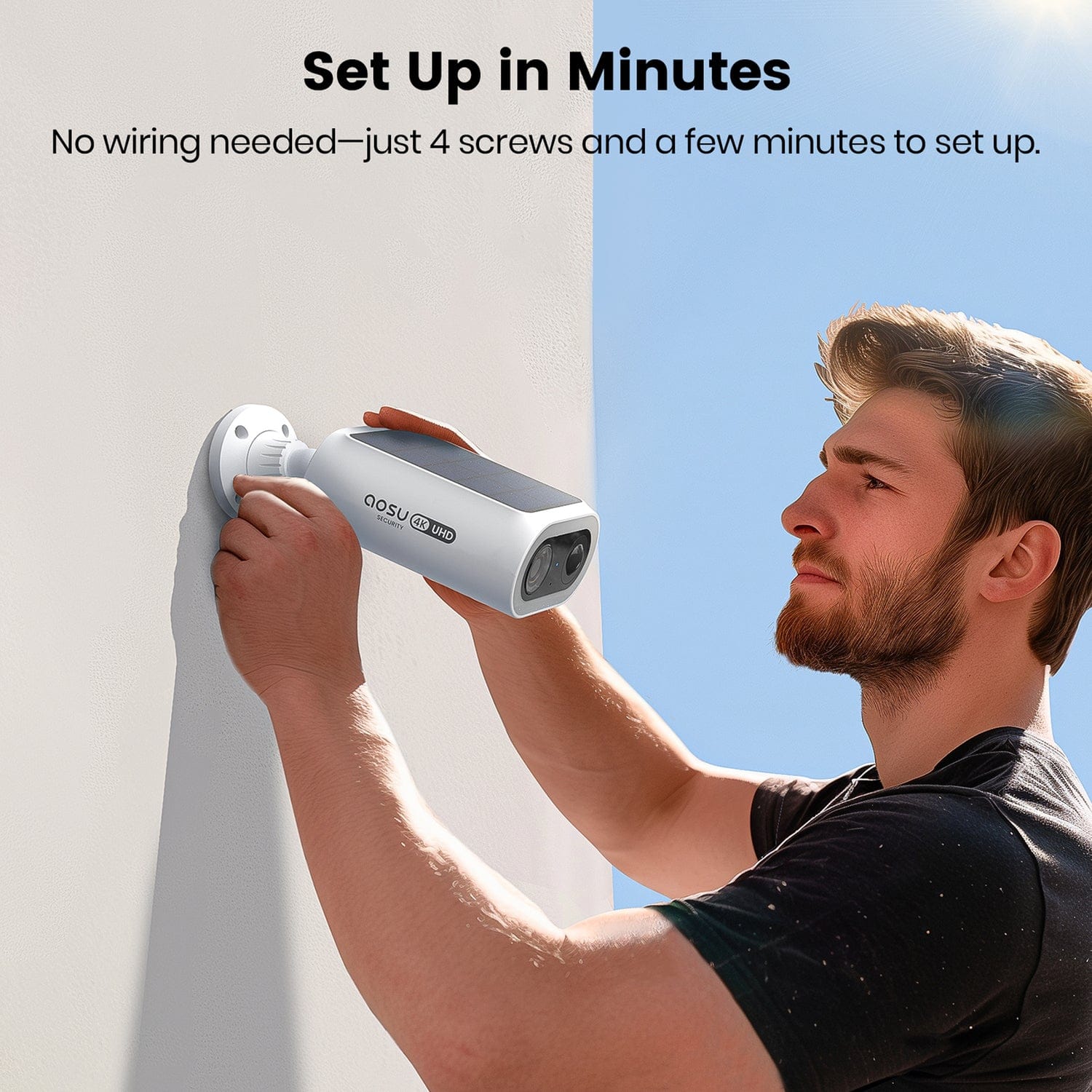 AOSU 4K UHD 8.0-MP Wi-Fi Outdoor AI-Smart SolarCam P1 Max Security Camera