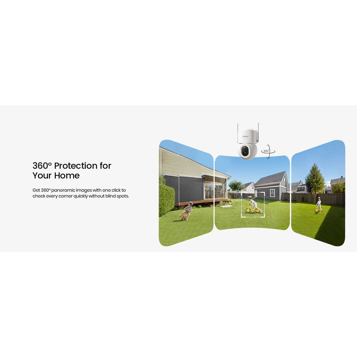 AOSU 3K 5.0-MP Wi-Fi Outdoor AI-Smart Solar Security Camera with Panoramic PTZ, Auto-Tracking, Enhanced Detection, and 2-Way Talk, C9S2CH11