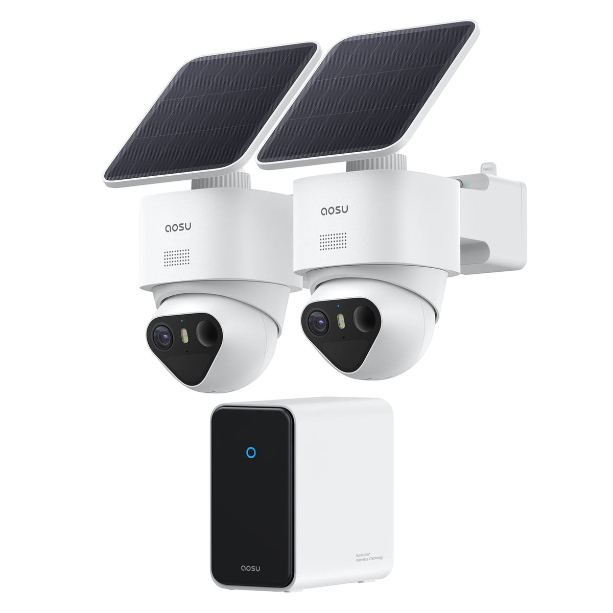 AOSU TrueColor 4K 8.3-MP SolarCam T2 Ultra Camera System with Solar Panels, AOSUCortex Hub, 355° PTZ with Auto Patrol, AI, 2-Way Talk, 2 Cameras
