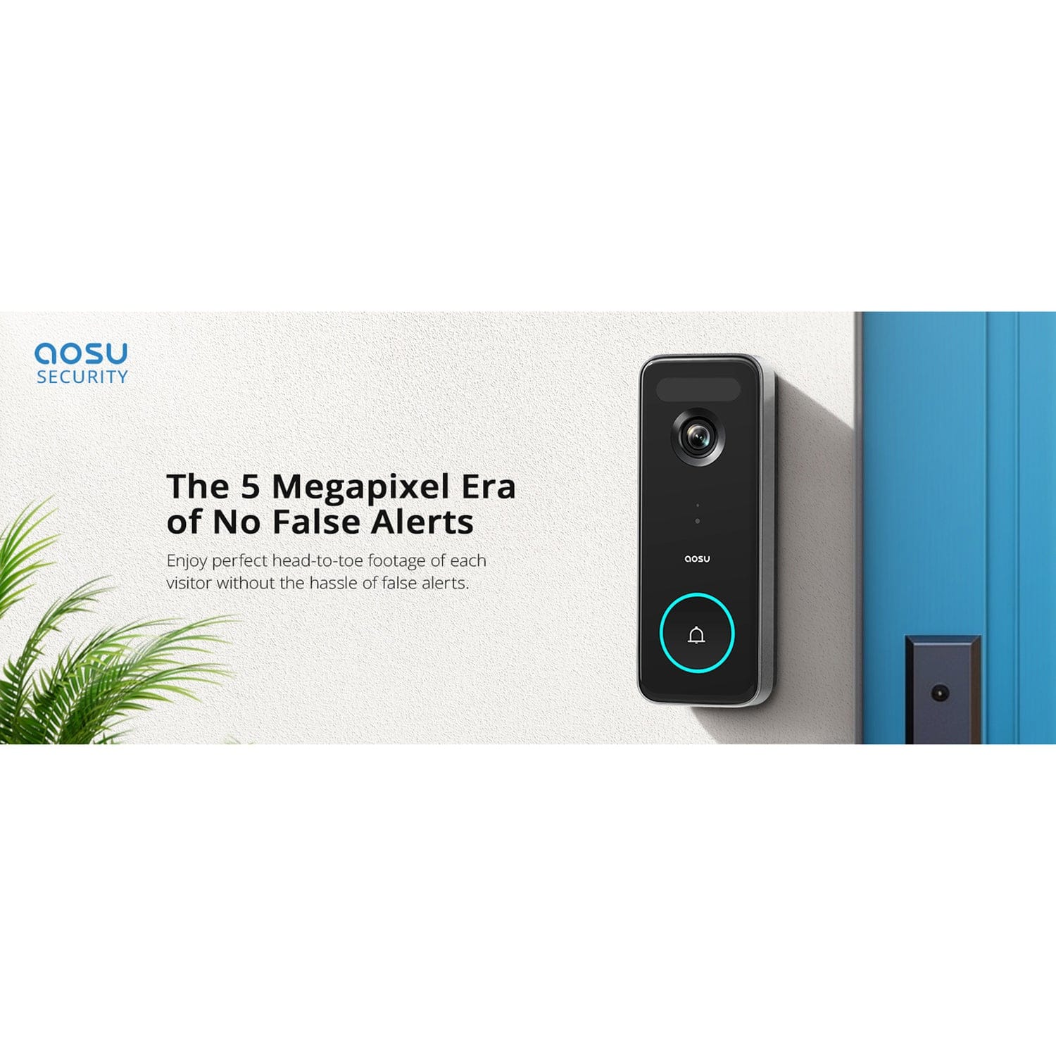 AOSU 3K 5.0-MP QHD Dual-Band Wi-Fi AI-Smart Wide-Angle Video Doorbell with Home Station Chime, V8S1AX11