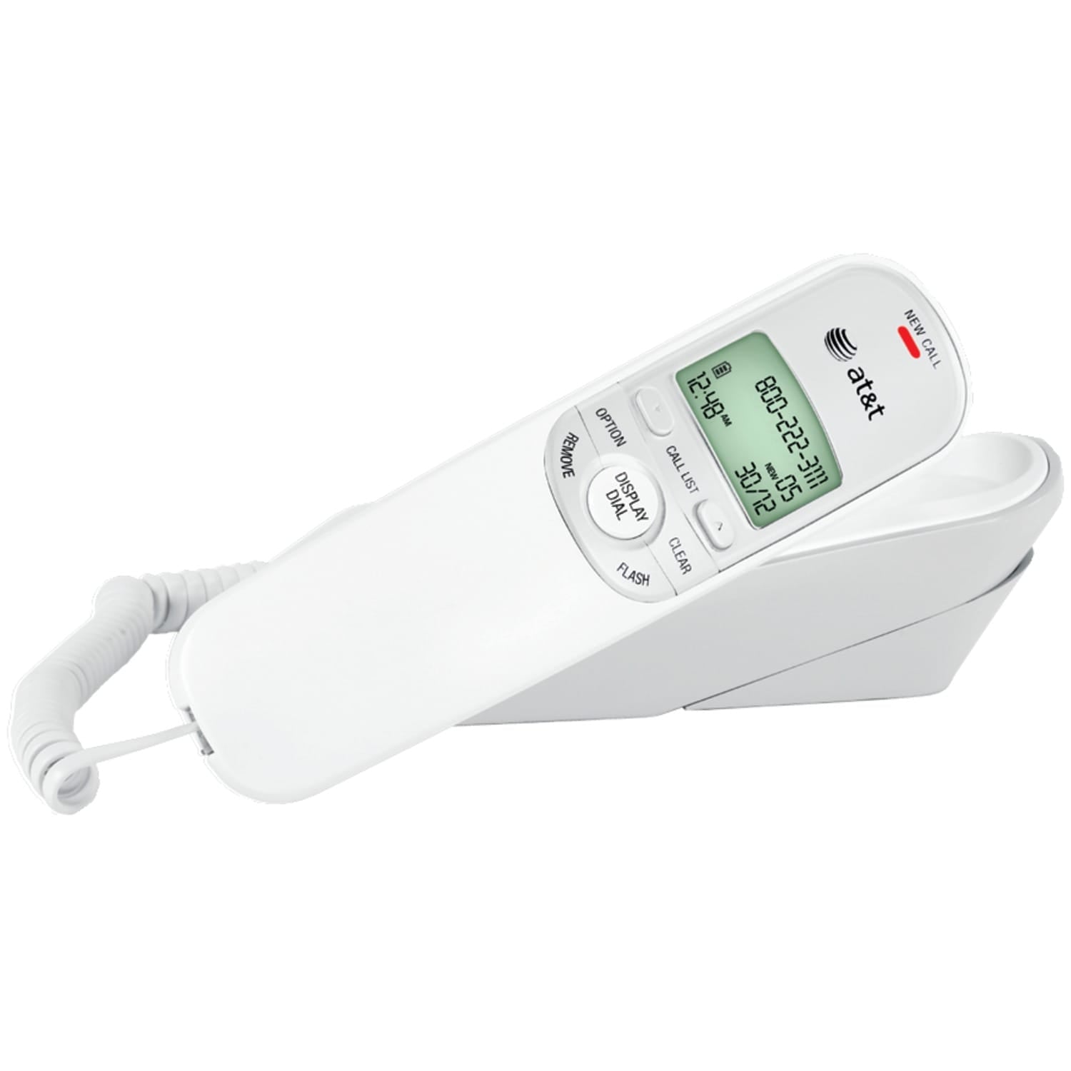 AT&T Corded Trimline Phone with Caller ID, White