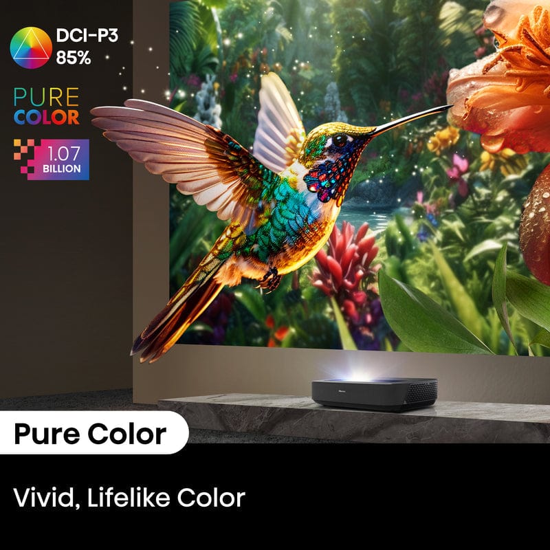 Hisense Short Throw Cinema Projector, 80" to 150" Diagonal, 4K UHD, 2700 ANSI Lumens - Certified Refurbished