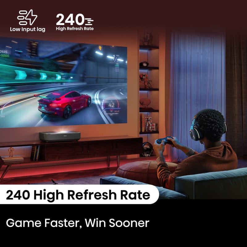 Hisense Short Throw Cinema Projector, 80" to 150" Diagonal, 4K UHD, 2700 ANSI Lumens - Certified Refurbished