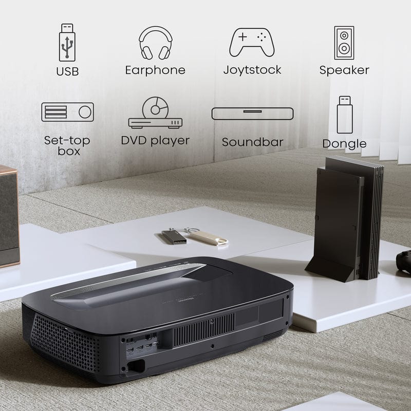 Hisense Short Throw Cinema Projector, 80" to 150" Diagonal, 4K UHD, 2700 ANSI Lumens - Certified Refurbished