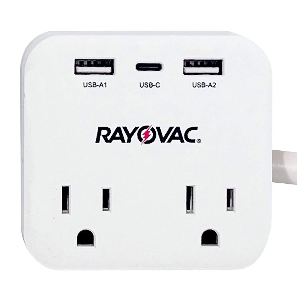 Rayovac 2-AC Outlet and 3-USB Port 490-Joules Surge Protector Power Strip, 1.5-Ft. Cord with Right-Angle Plug, FL-143SC
